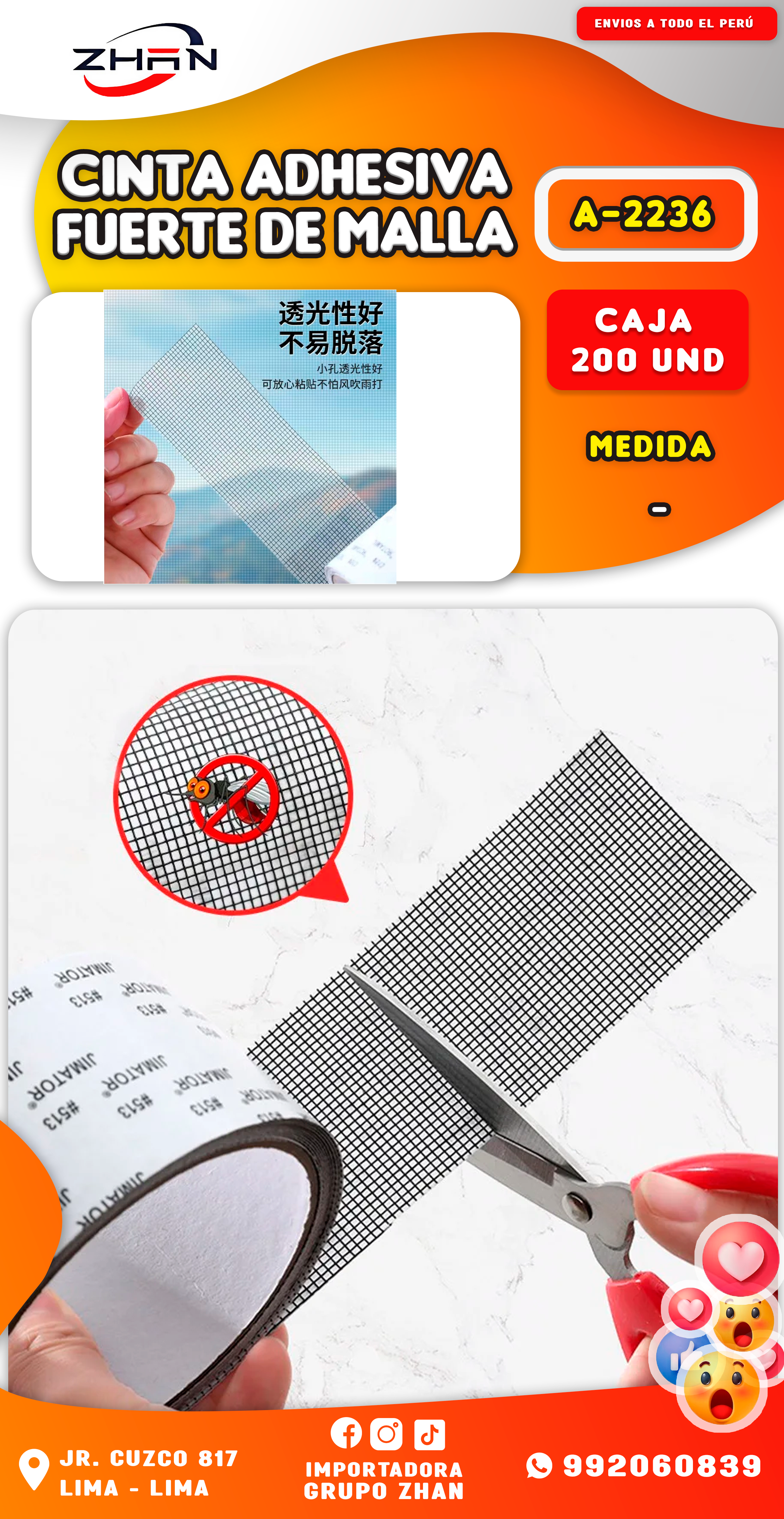 CINTA ADHESIVA FUERTE DE MALLA