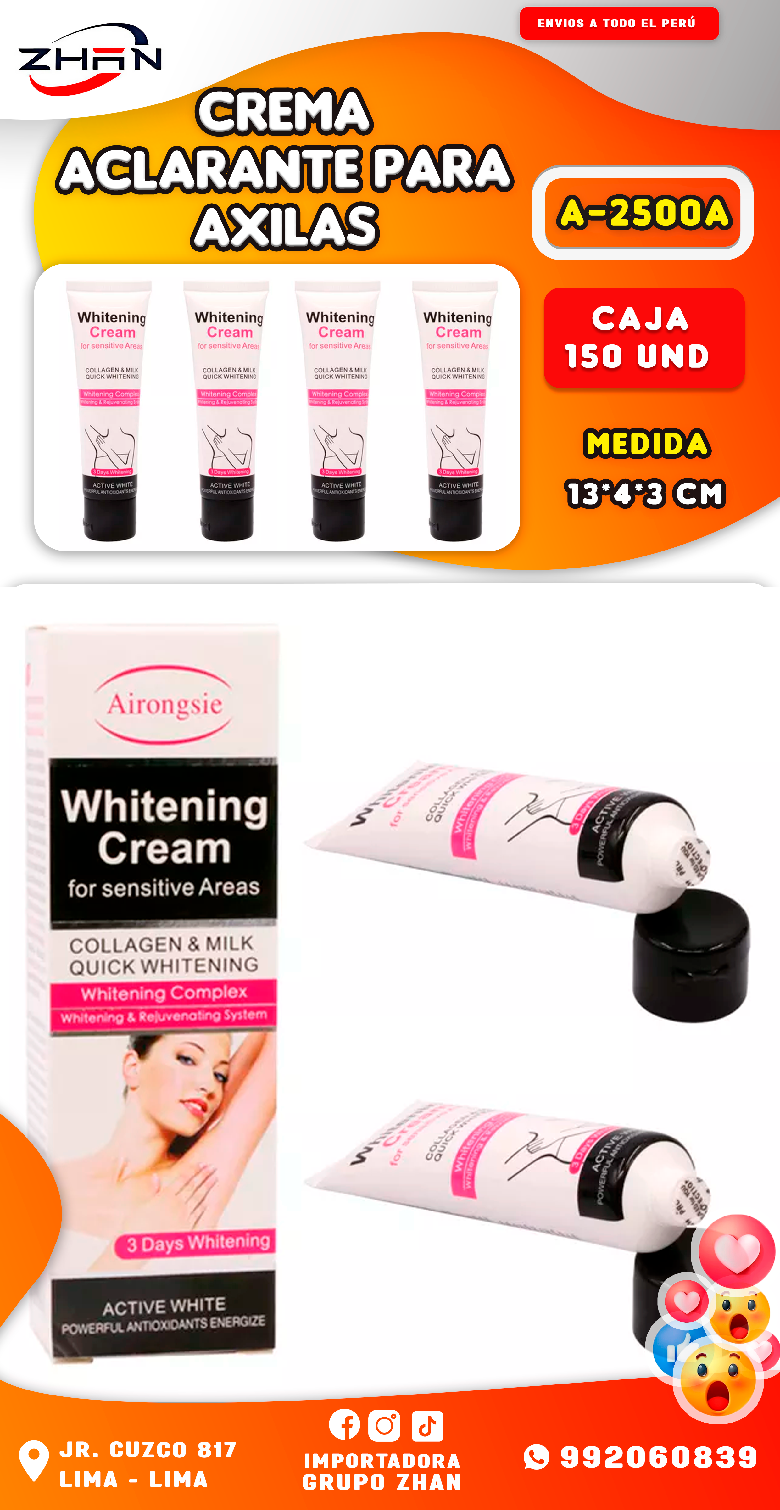 Crema blanqueadora para axilas