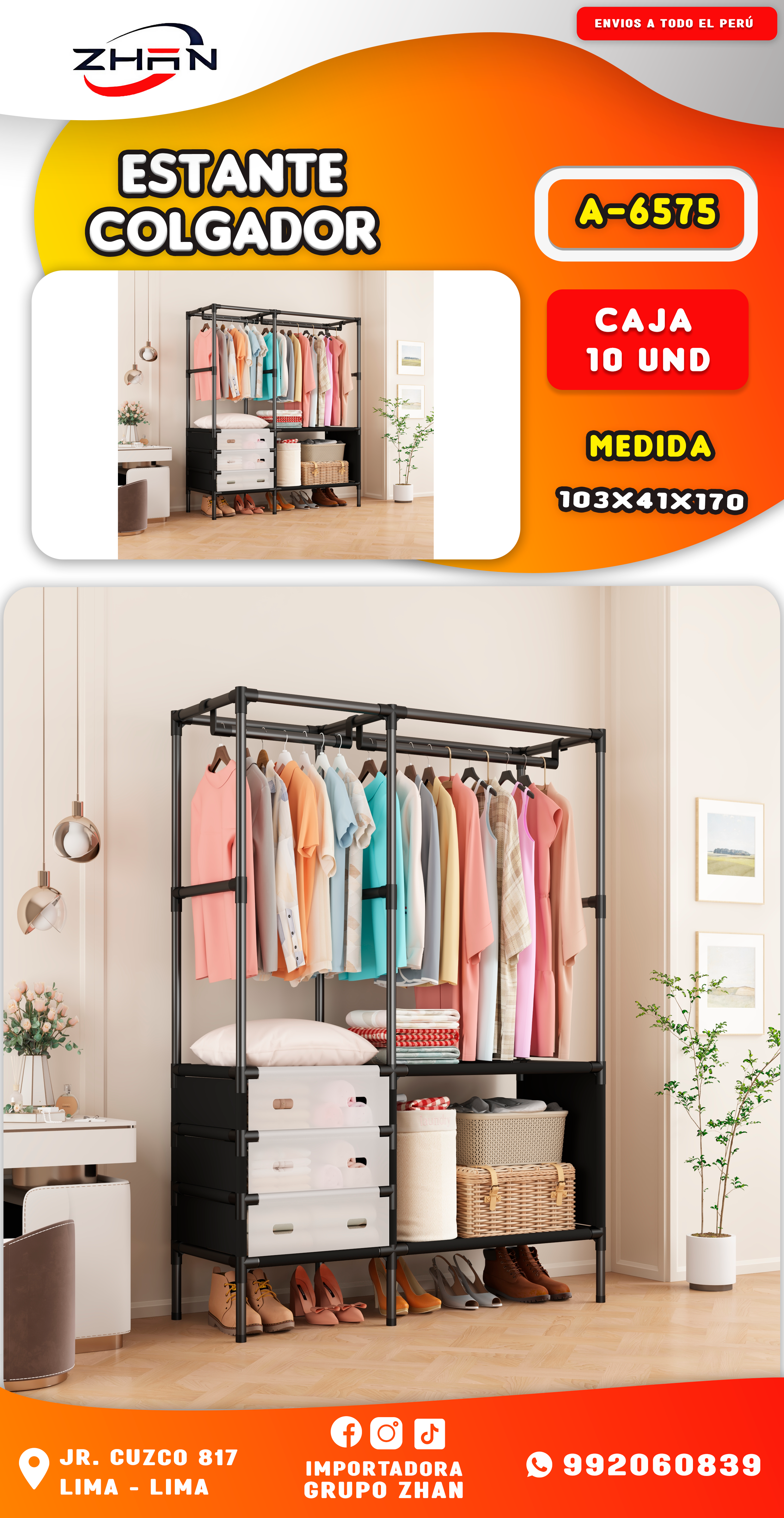 PERCHERO DE DOBLE FILA