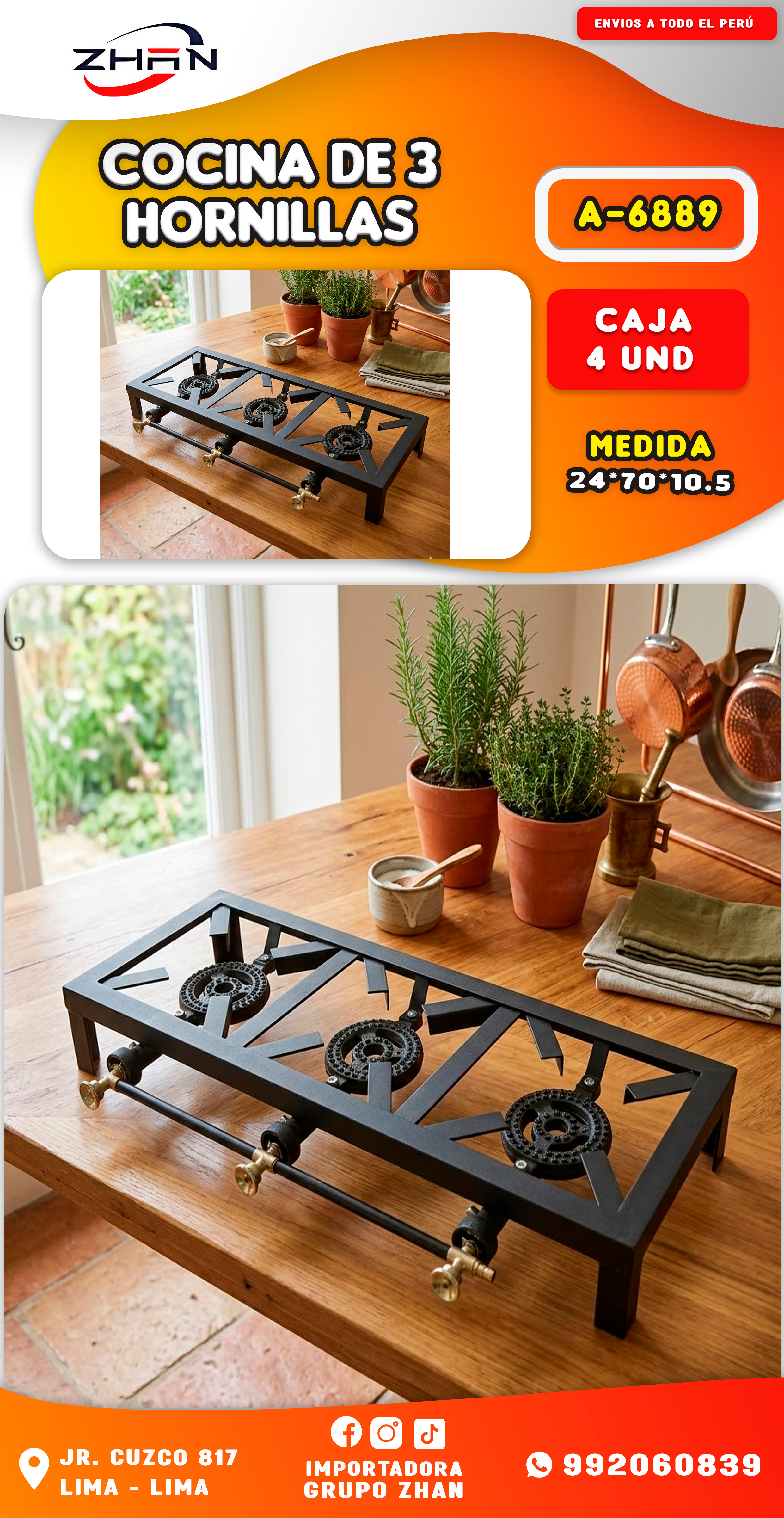 COCINA CON TRIPLE HORNILLA