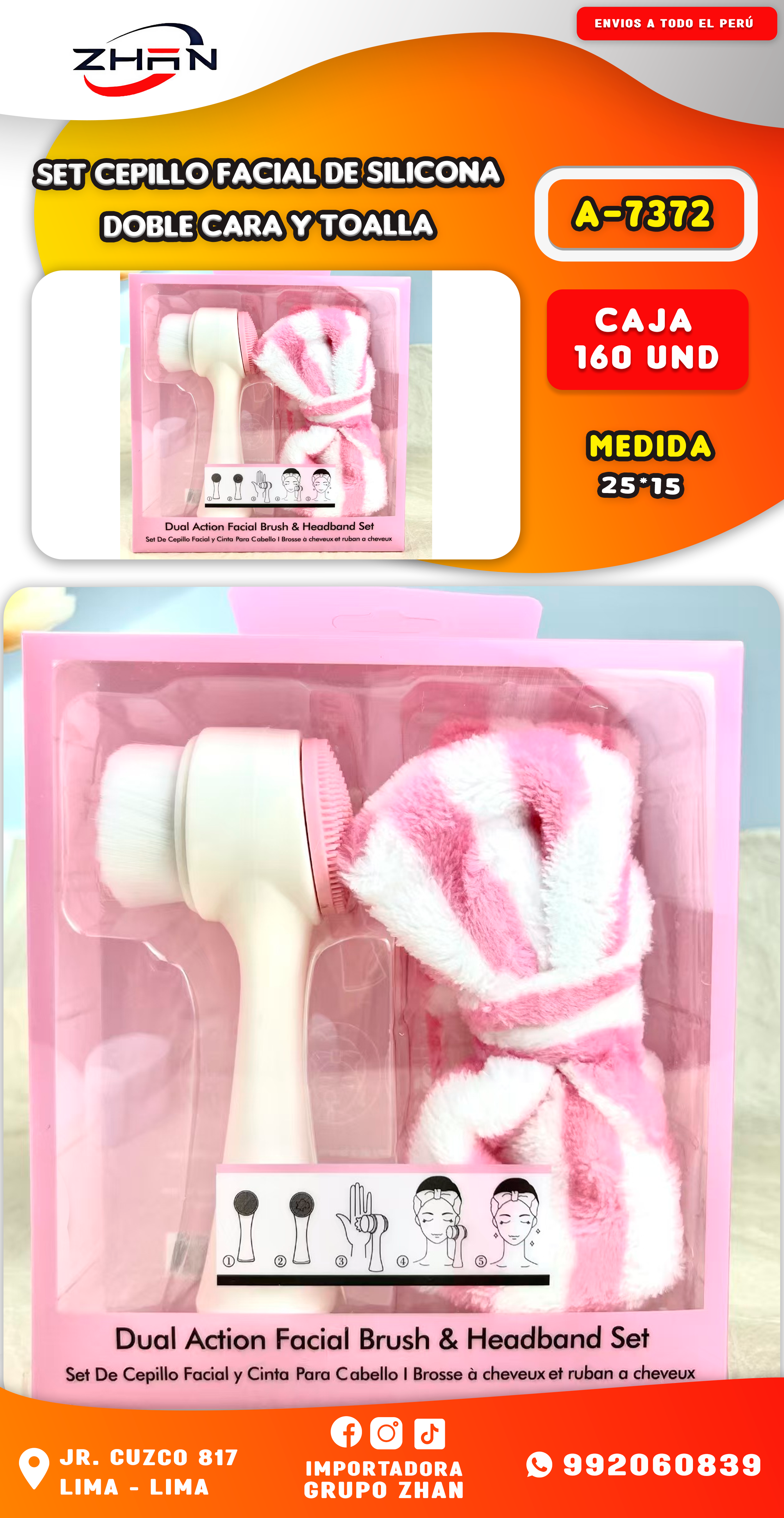 SET CEPILLO FACIAL DE SILICONA DOBLE CARA Y TOALLA