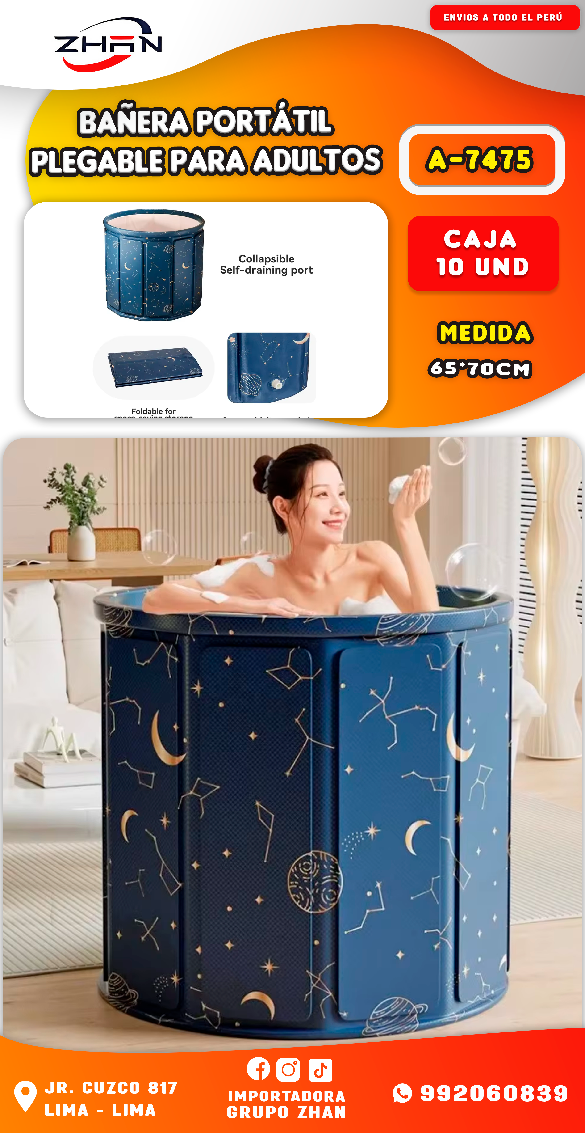 BAÑERA PORTÁTIL PLEGABLE PARA ADULTOS
