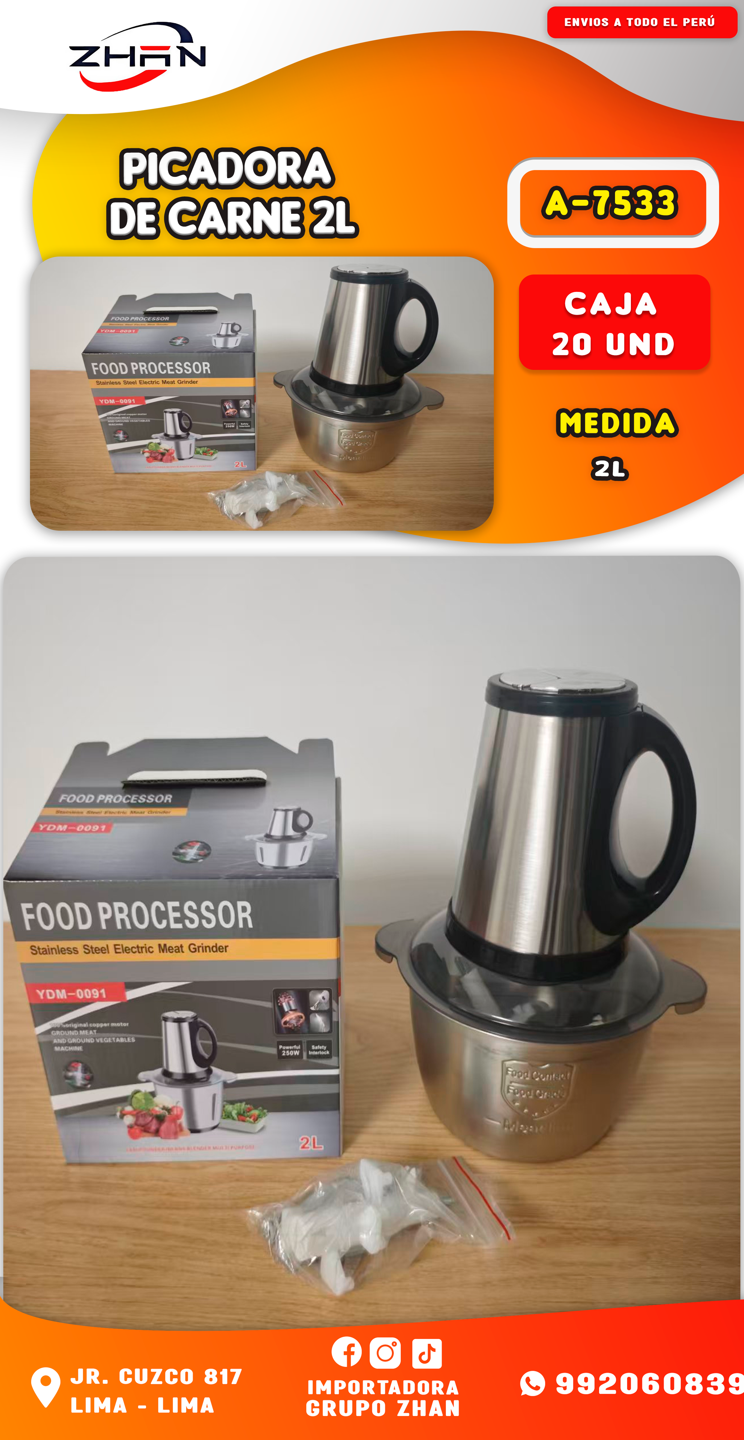 PICADORA DE CARNE 2L