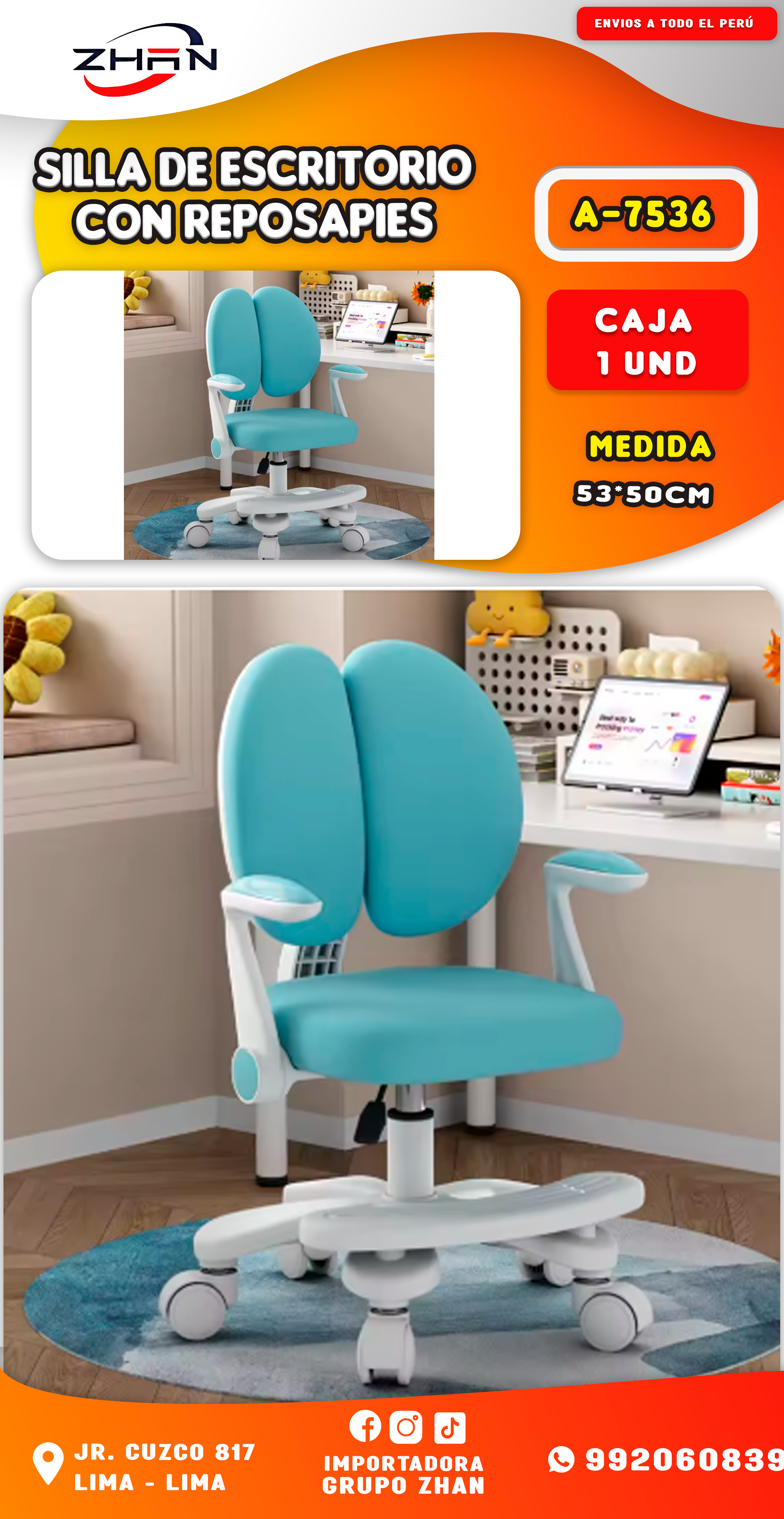 SILLA DE ESCRITORIO CON REPOSAPIES