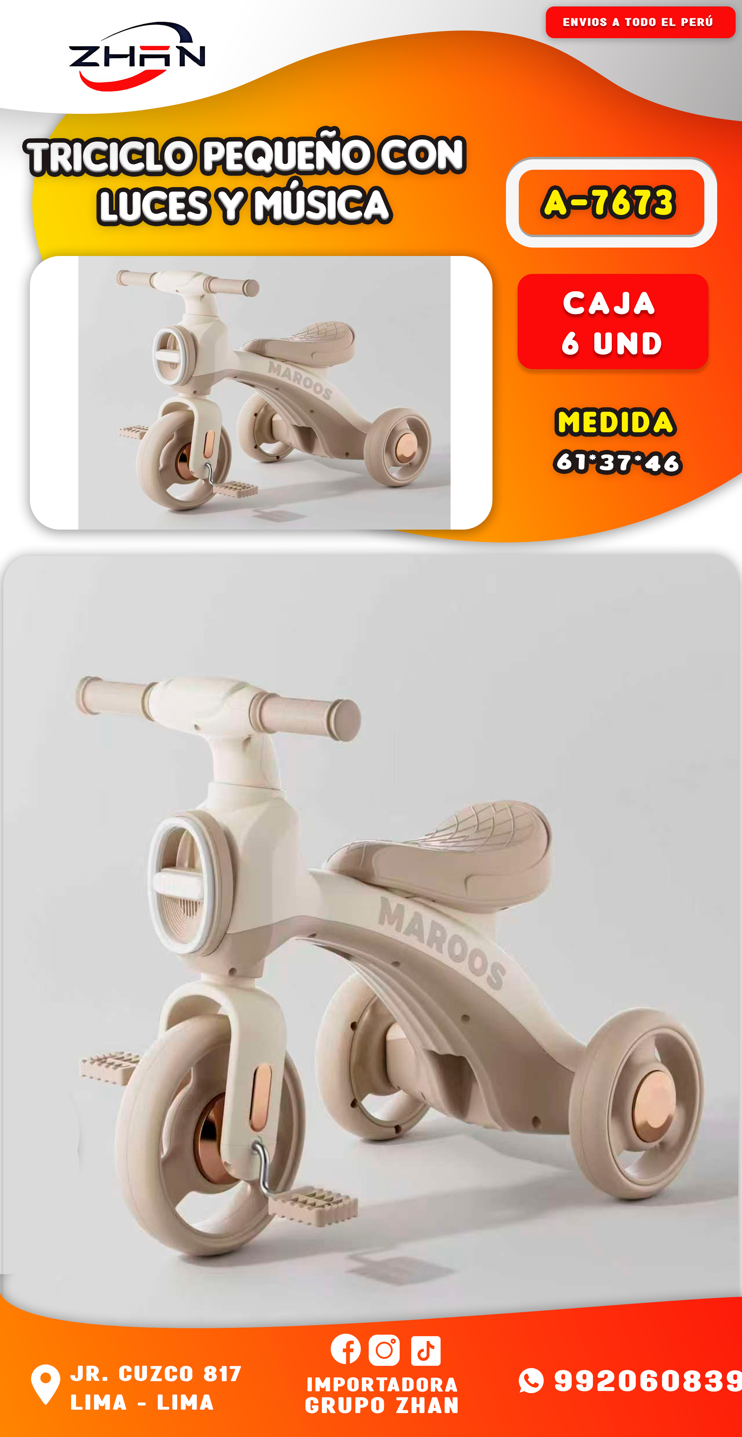 TRICICLO PEQUEÑO CON LUCES Y MÚSICA