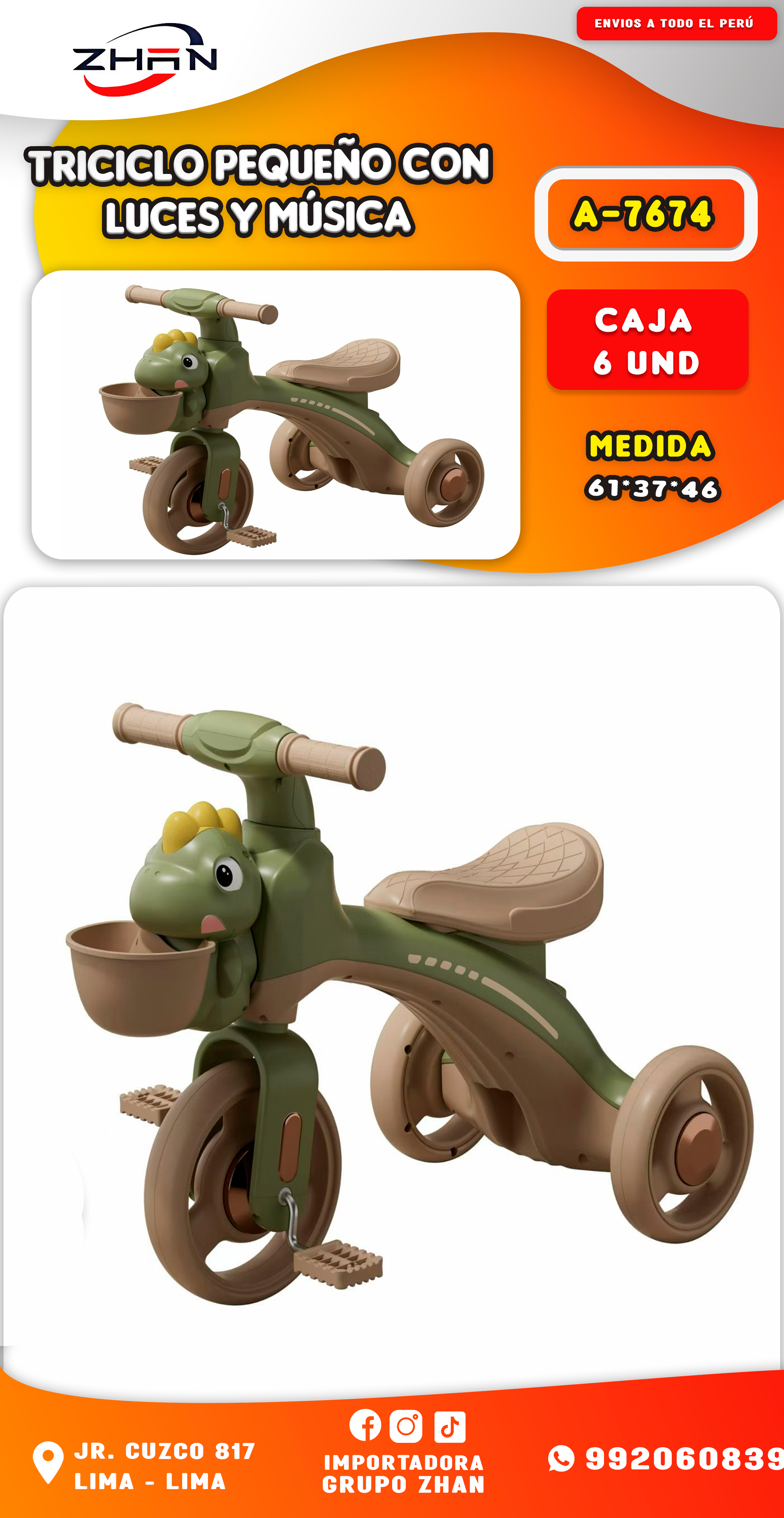 TRICICLO PEQUEÑO CON LUCES Y MÚSICA
