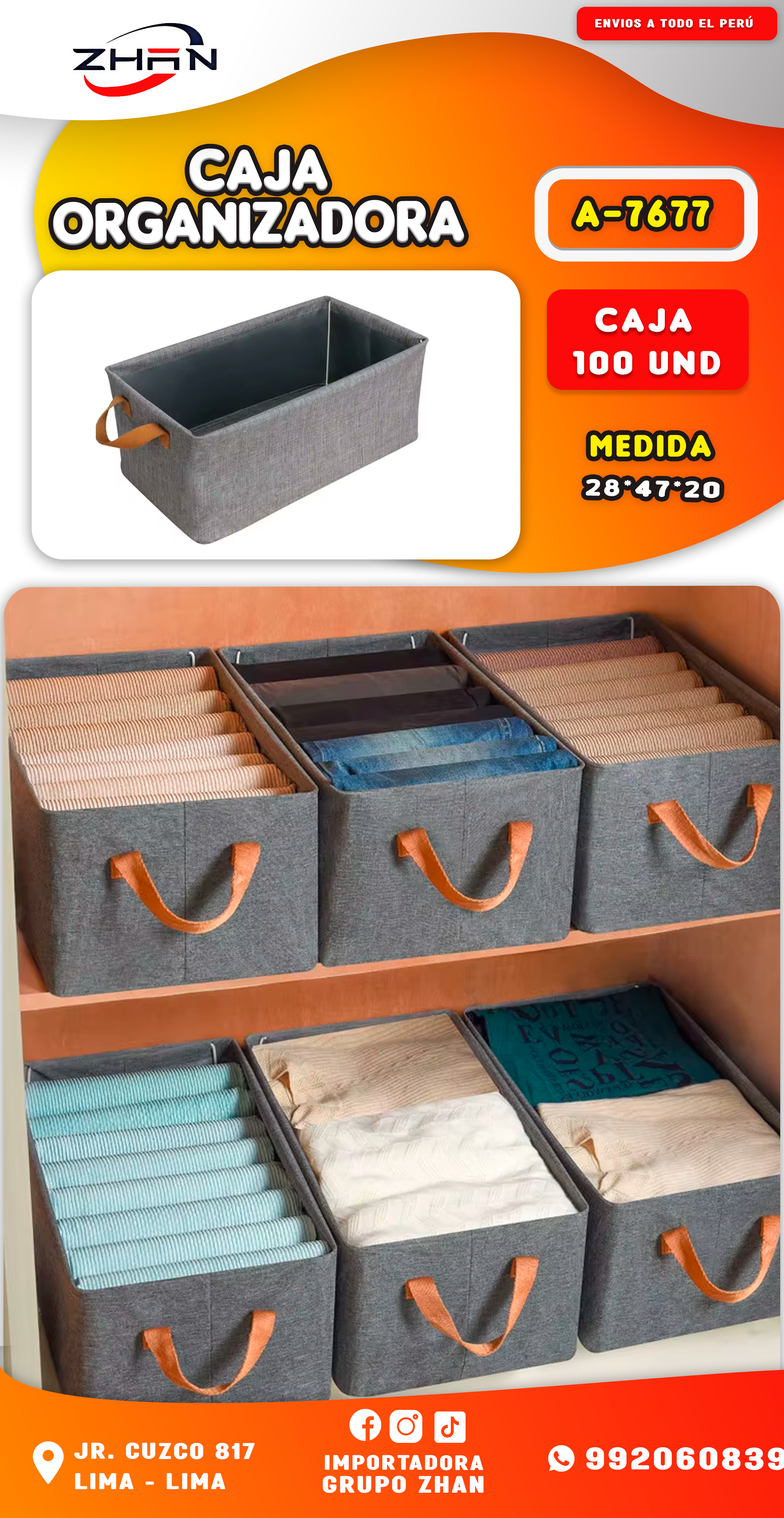CAJA ORGANIZADORA DE TELA CATIÓNICA