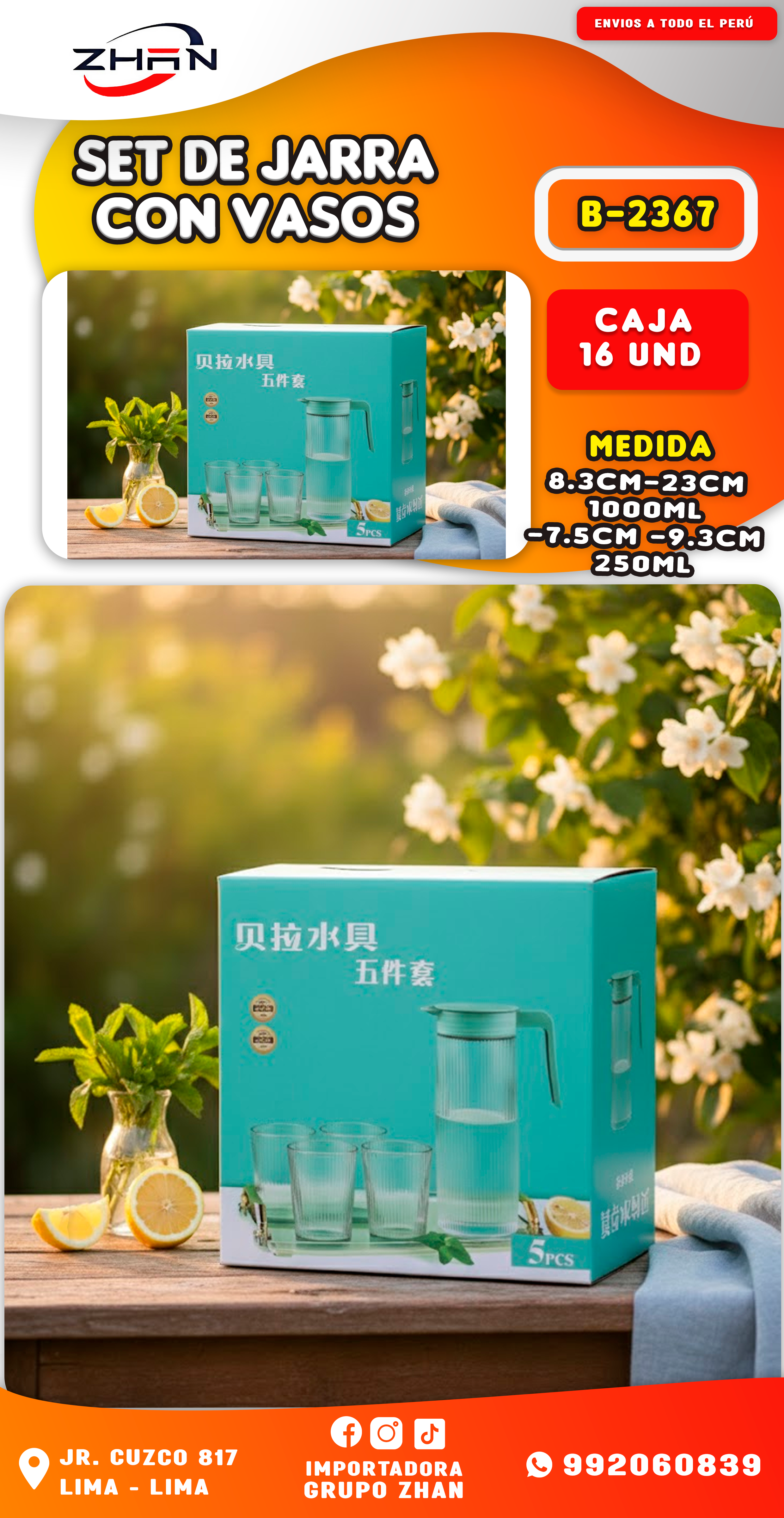 SET DE JARRA CON VASOS