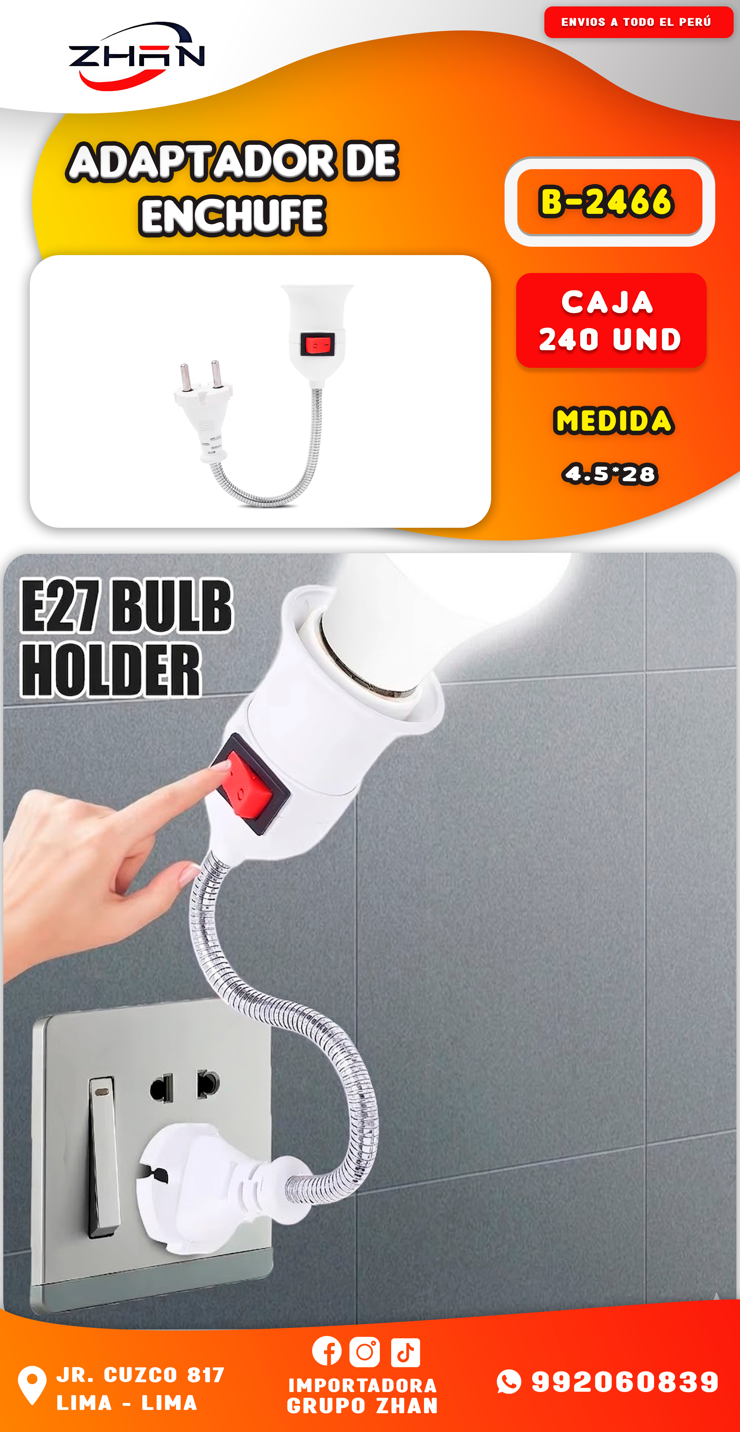 PORTALÁMPARA CON MANGUERA FLEXIBLE