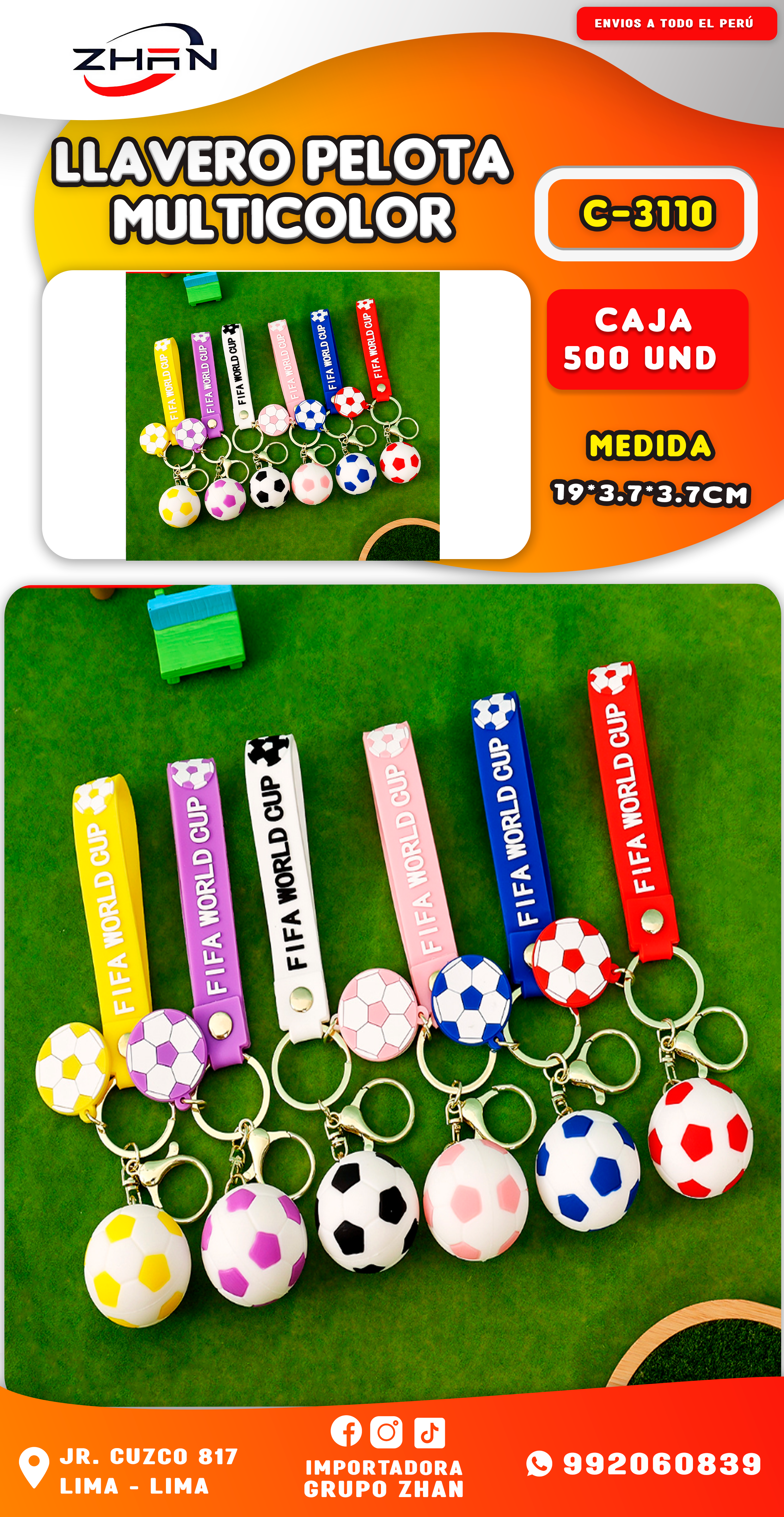 Llavero de fútbol de colores