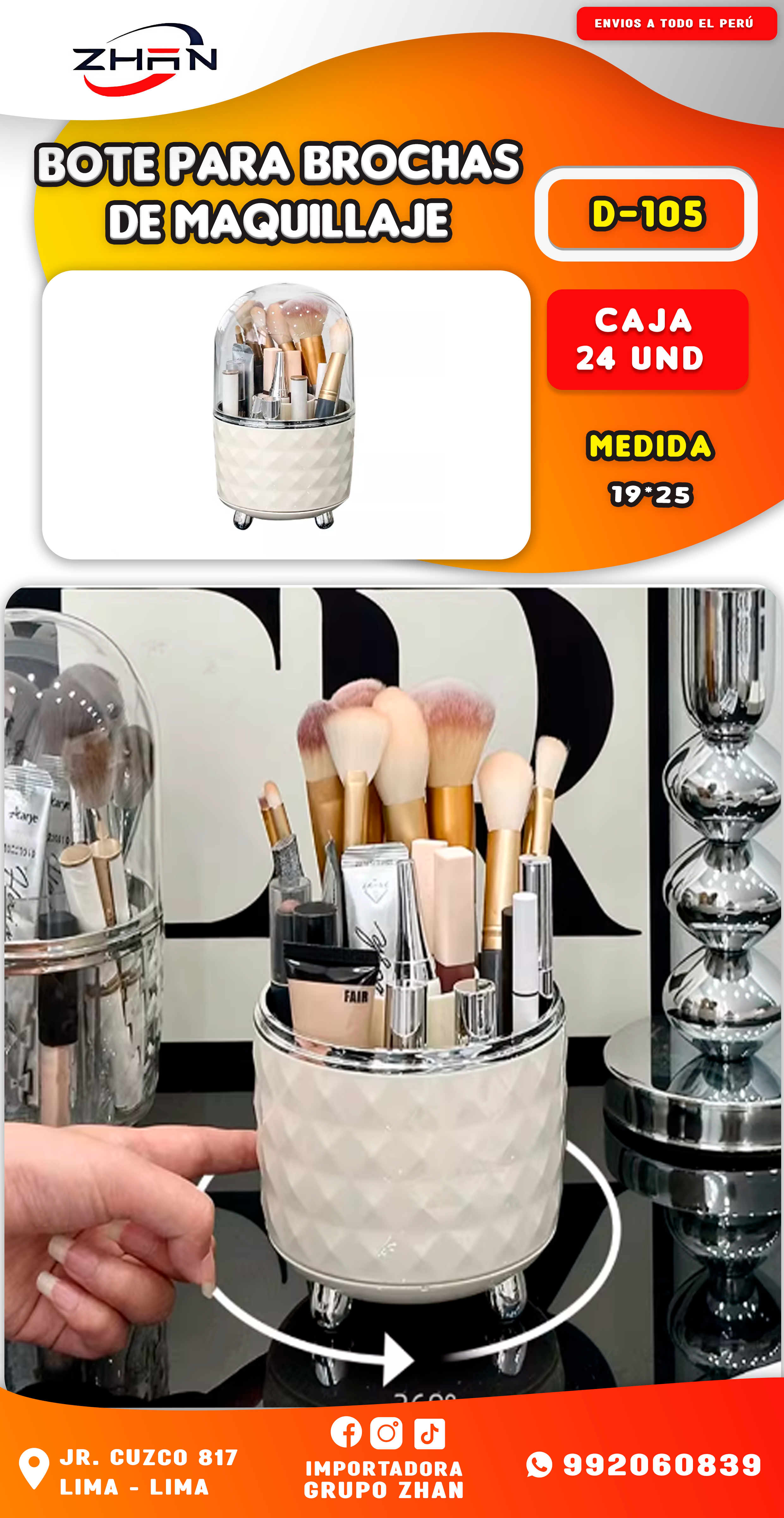 BOTE PARA BROCHAS DE MAQUILLAJE