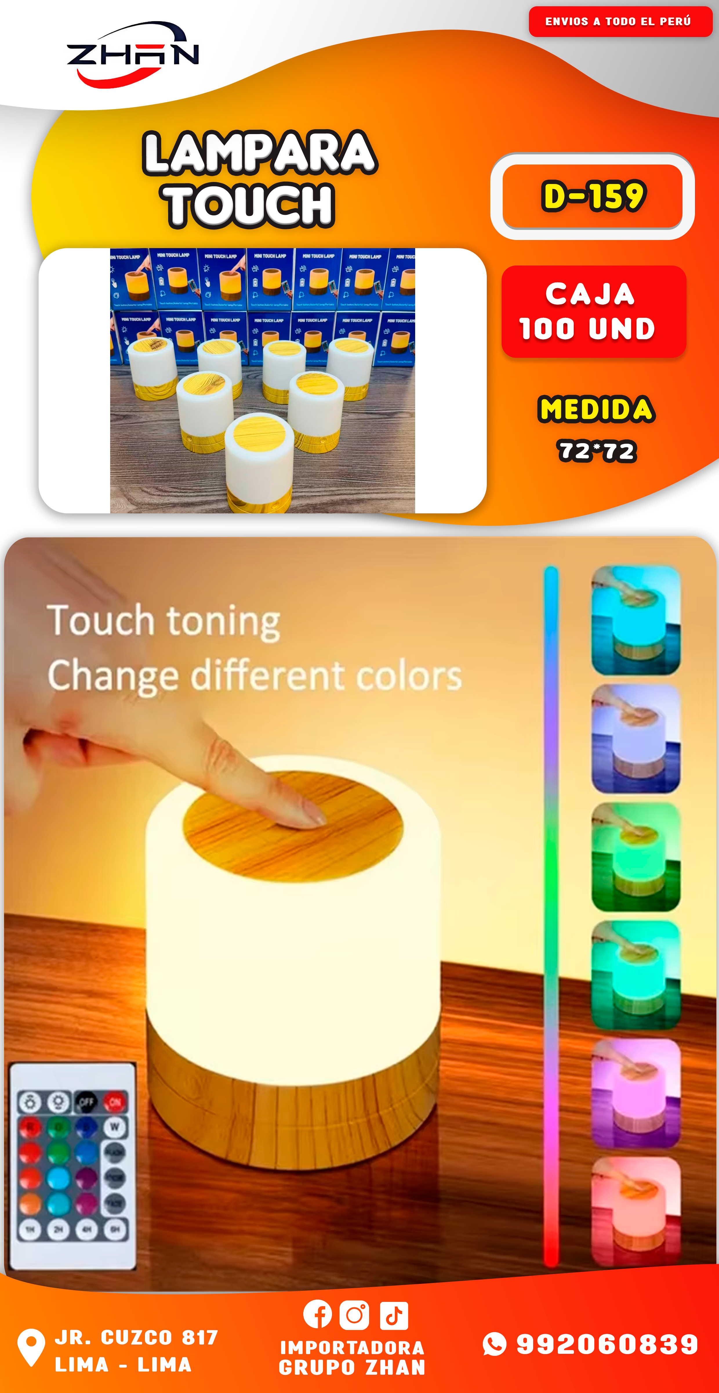 PARLANTE LAMPARA TOUCH PORTÁTIL CON LUZ