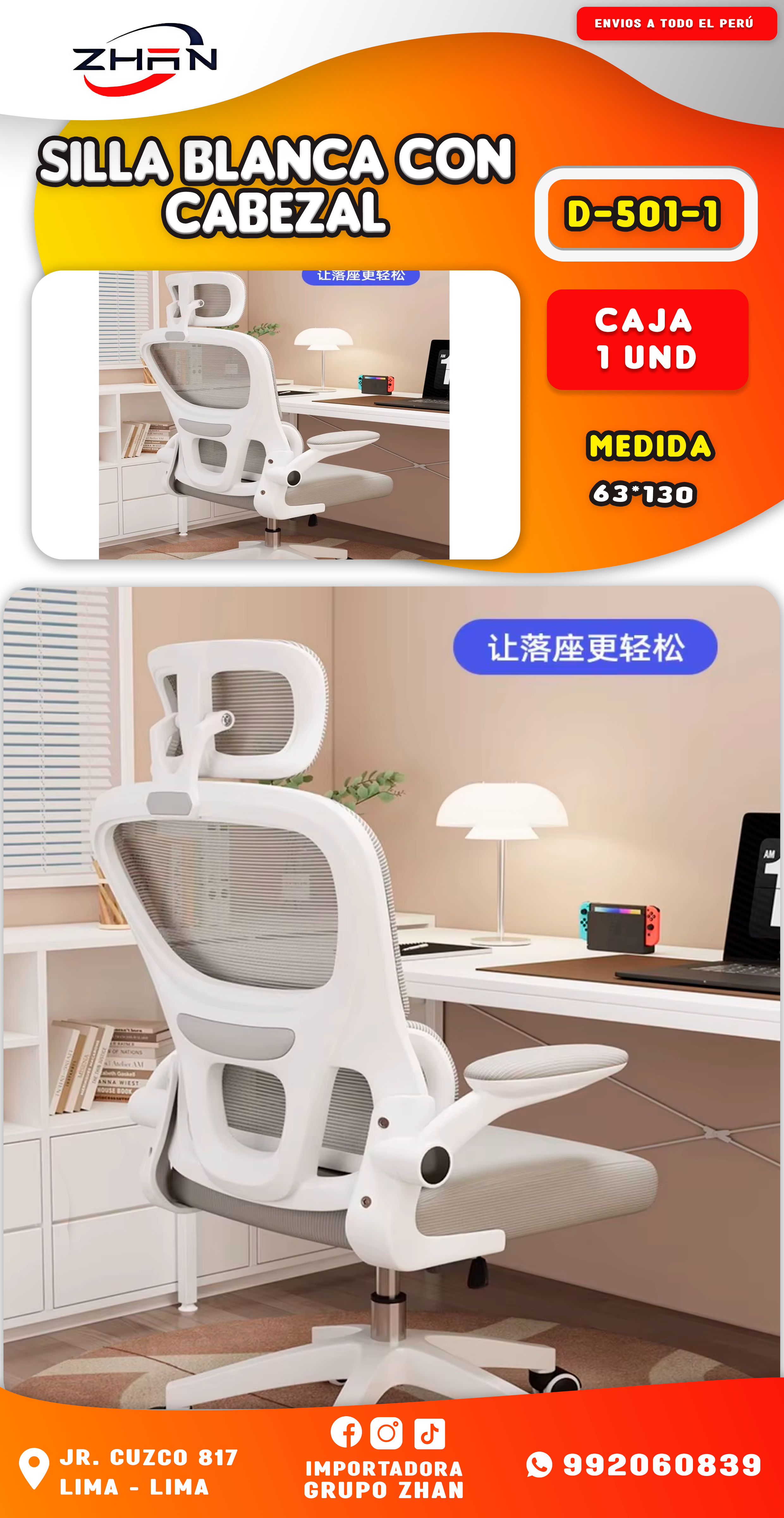 SILLA BLANCA CON CABEZAL