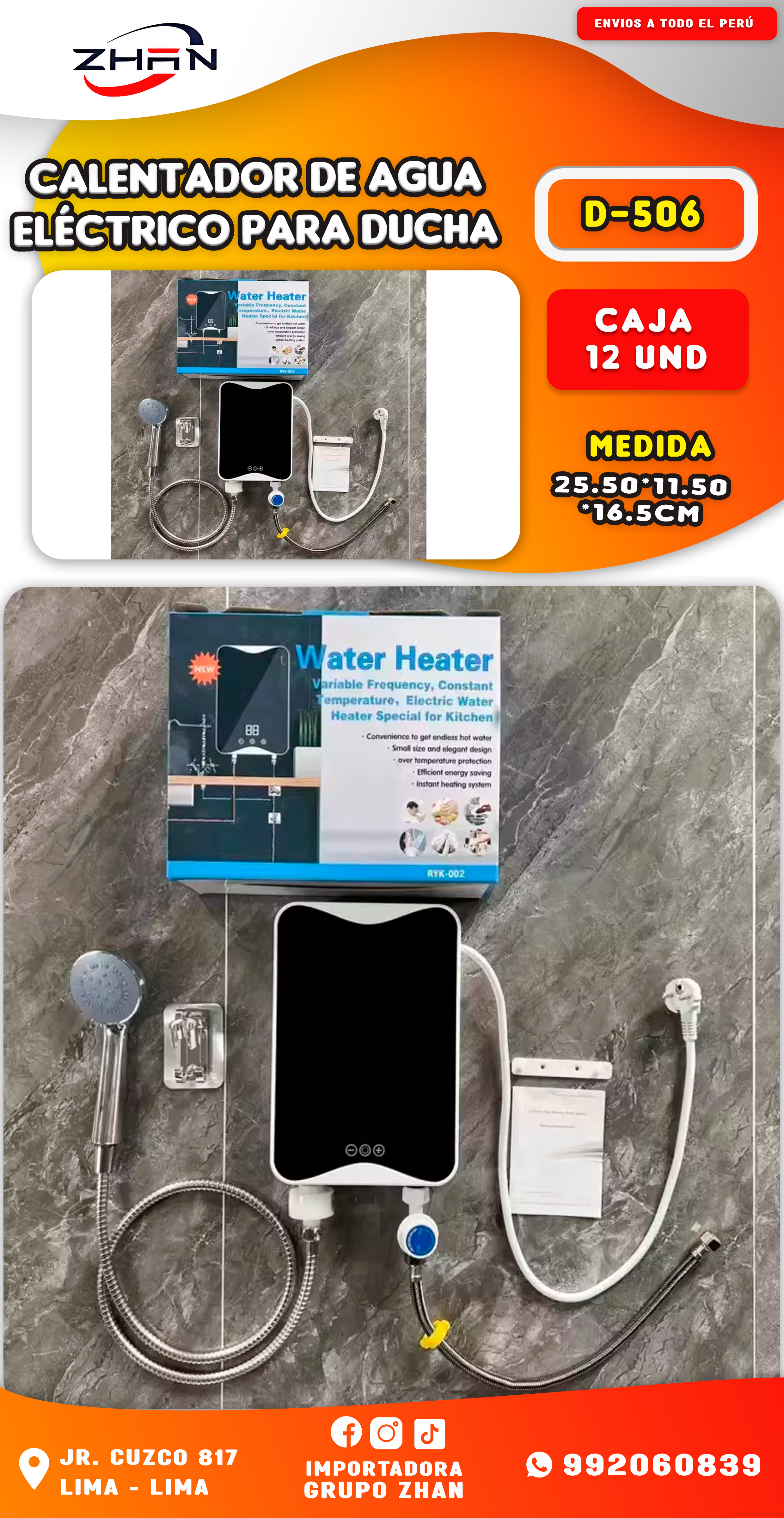 CALENTADOR DE AGUA ELÉCTRICO PARA DUCHA