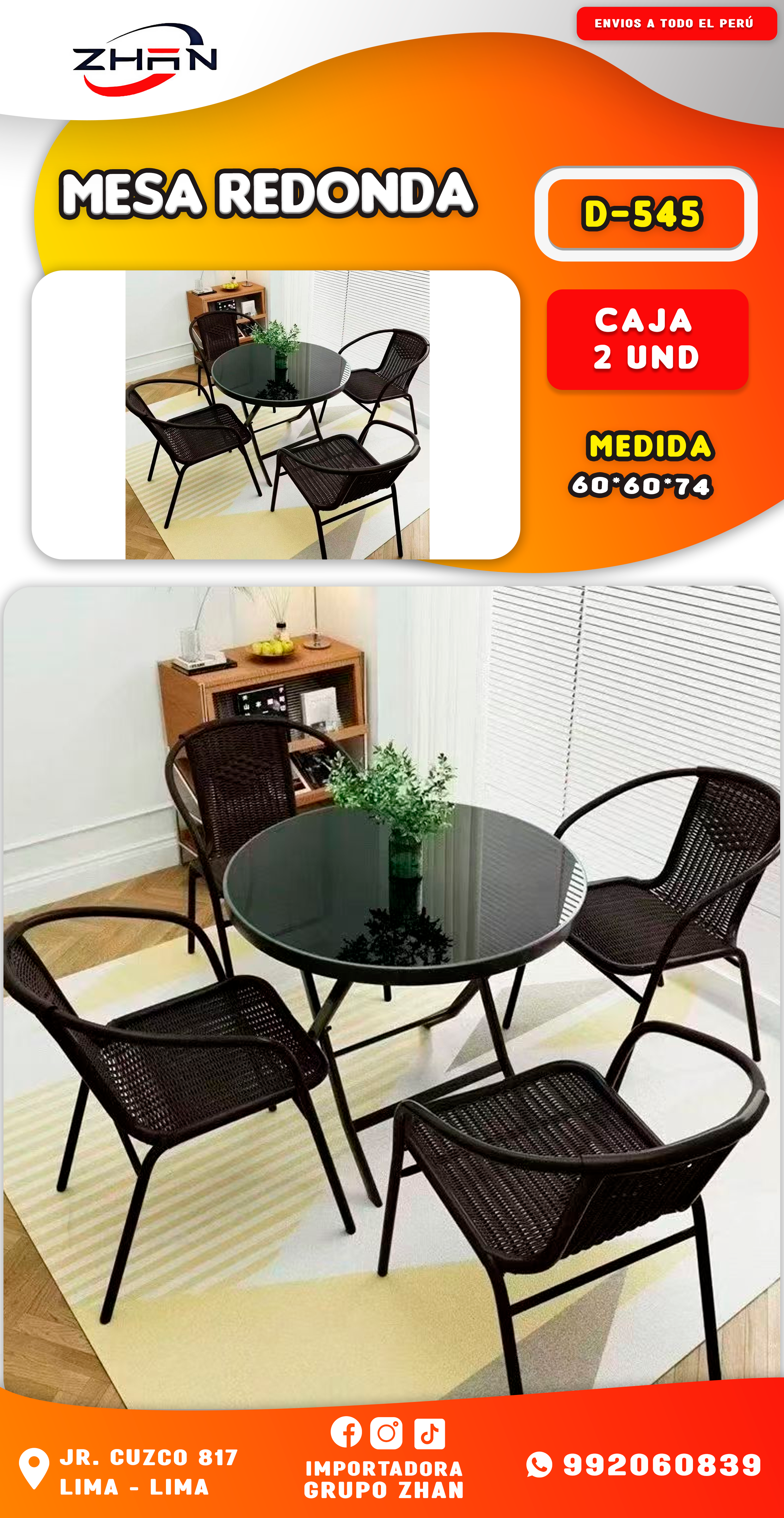 MESA REDONDA DE 60 CM COLOR NEGRO