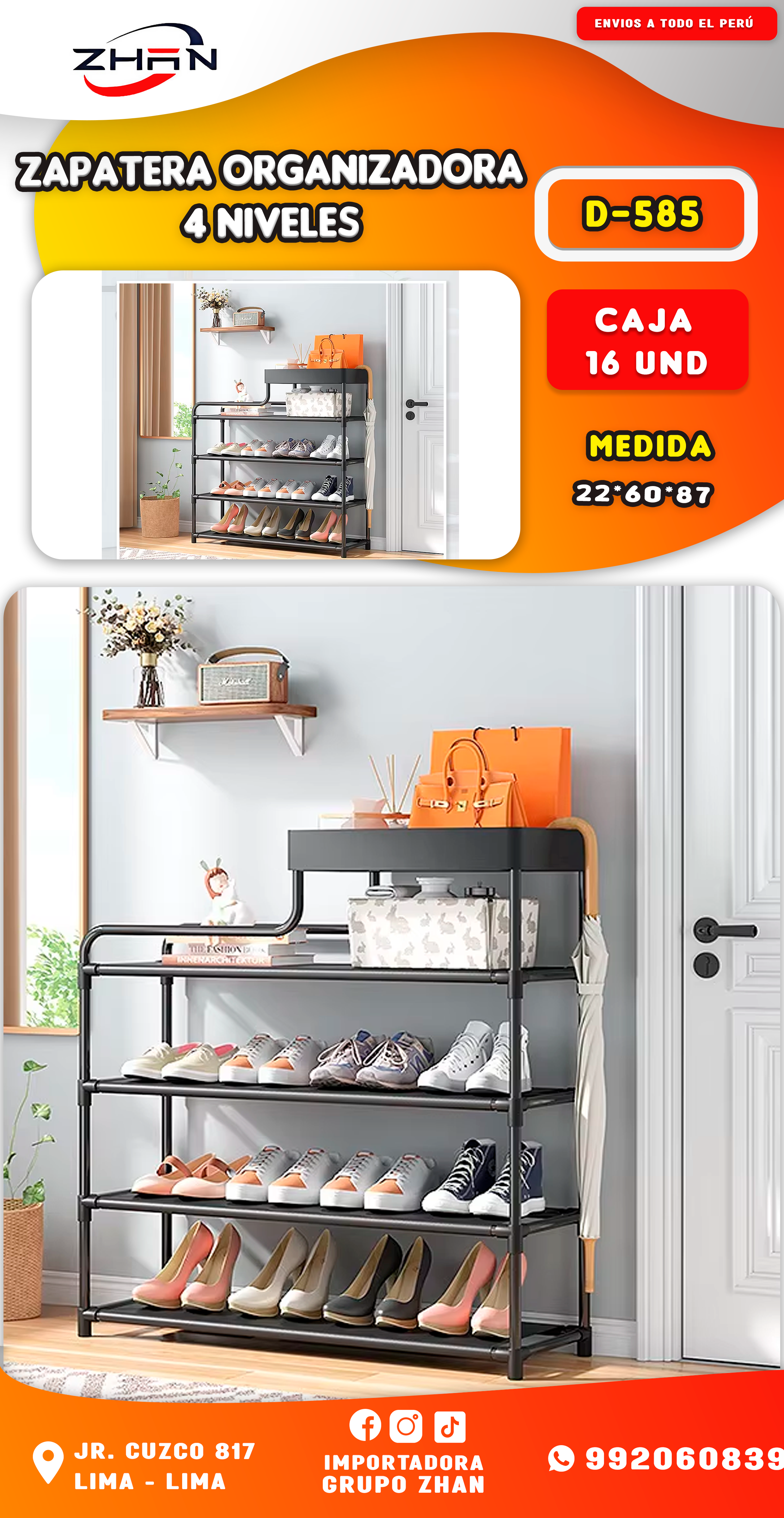 ZAPATERA ORGANIZADORA 4 NIVELES