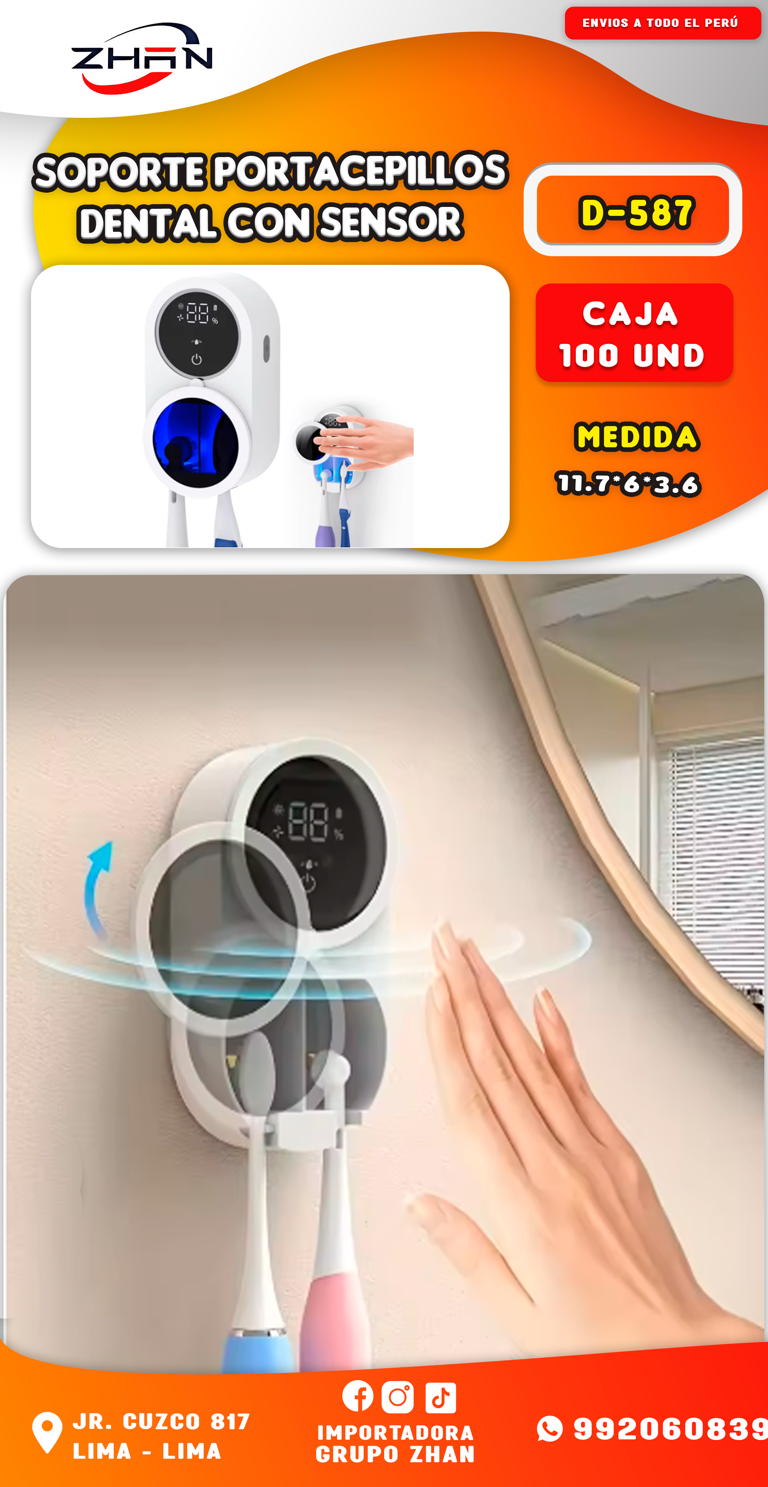 SOPORTE PORTACEPILLOS DENTAL CON SENSOR