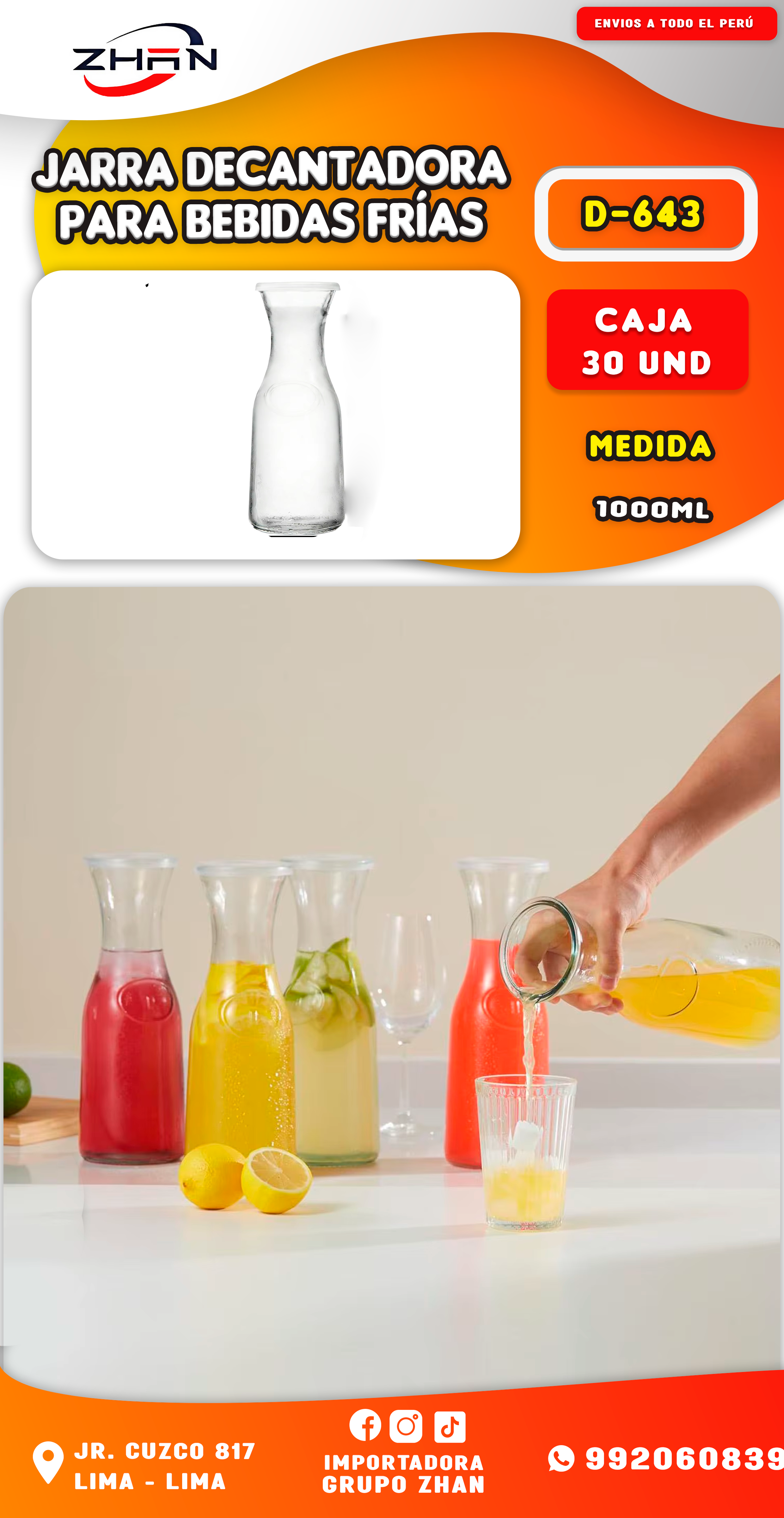 JARRA DECANTADORA PARA BEBIDAS FRÍAS