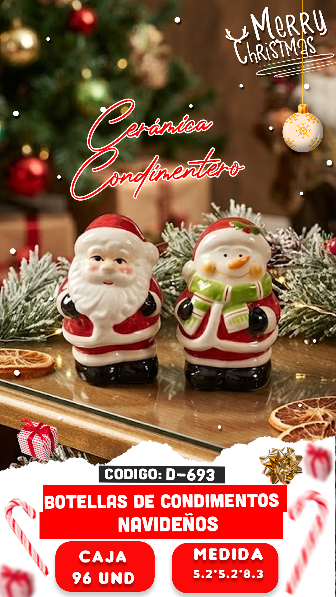Botellas de condimentos navideños