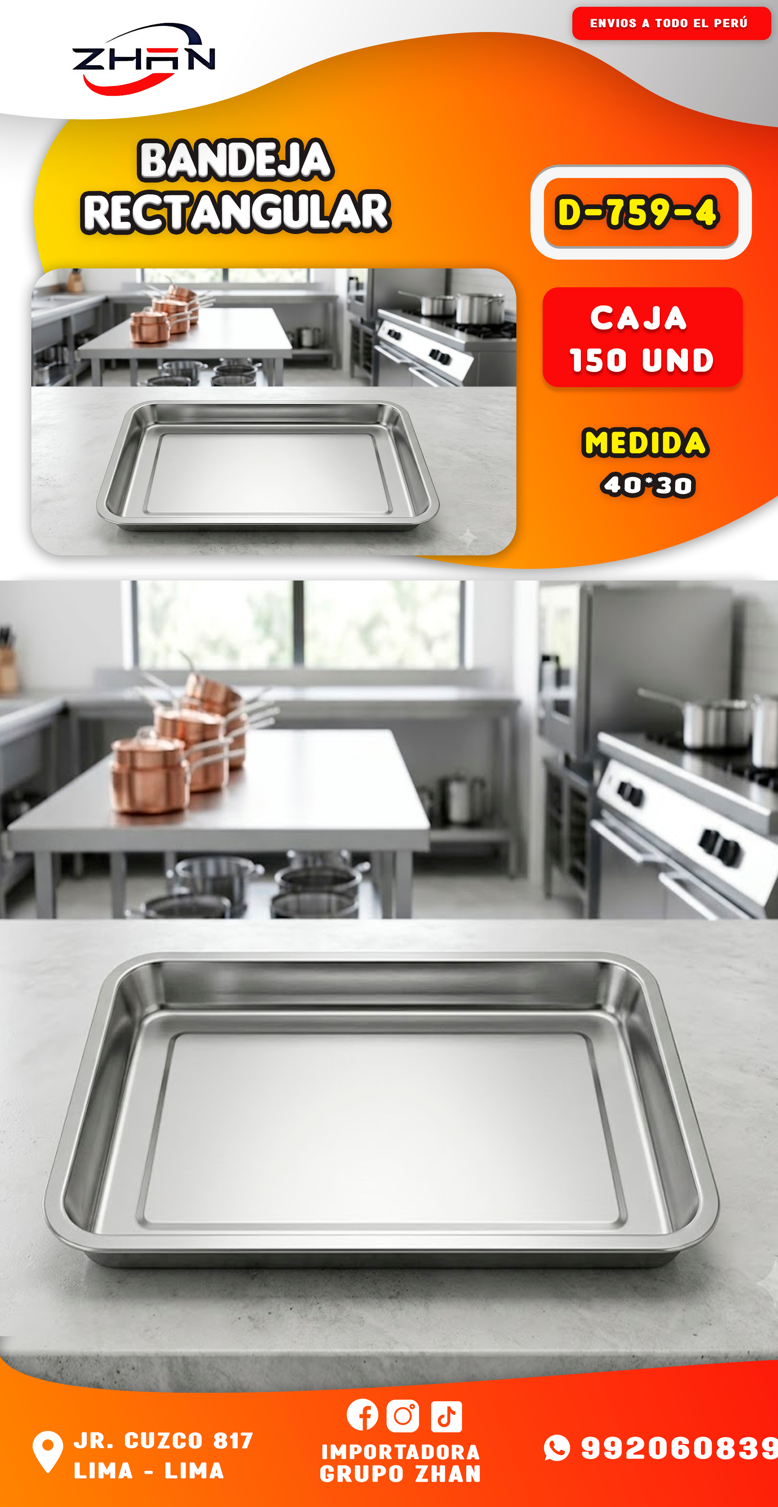 BANDEJA RECTANGULAR DE 40 × 30 × 4 CM