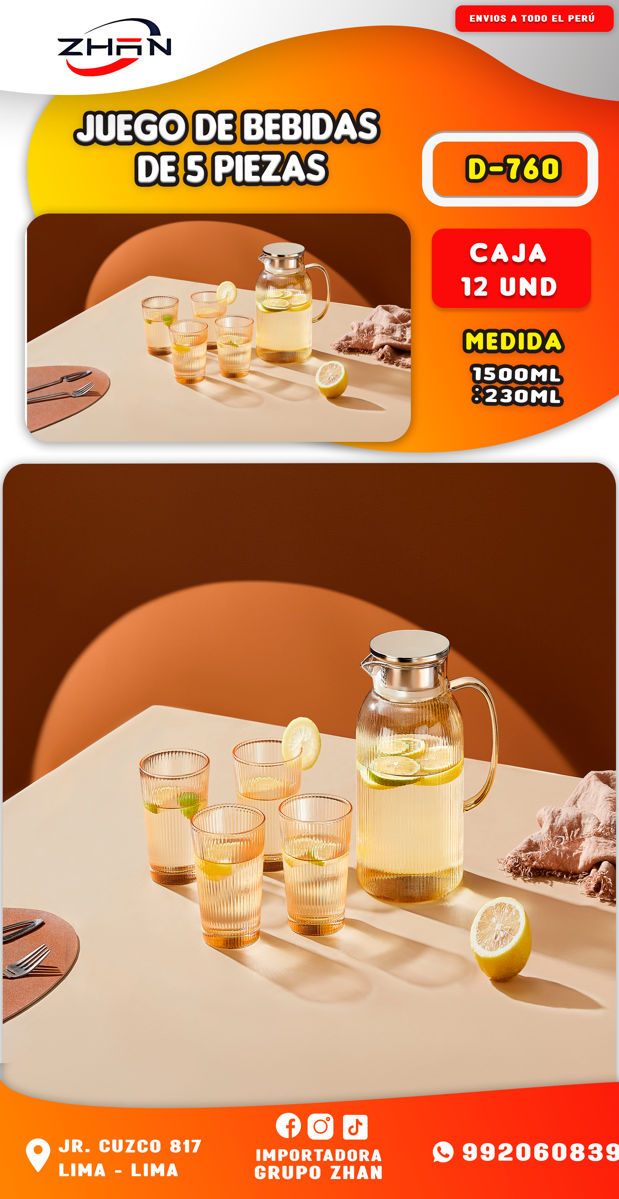 SET DE JARRA Y VASOS