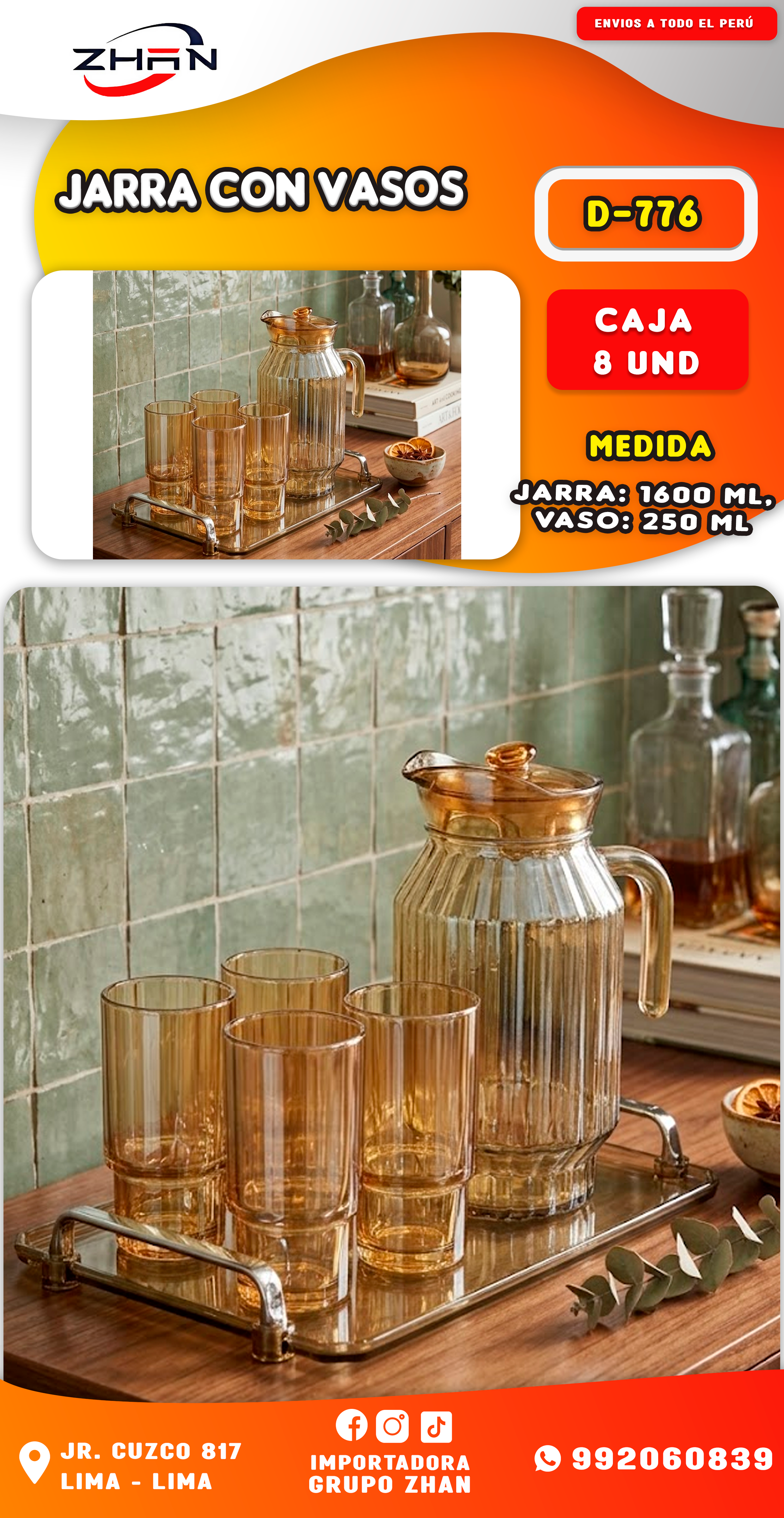 SET JARRA CON VASOS