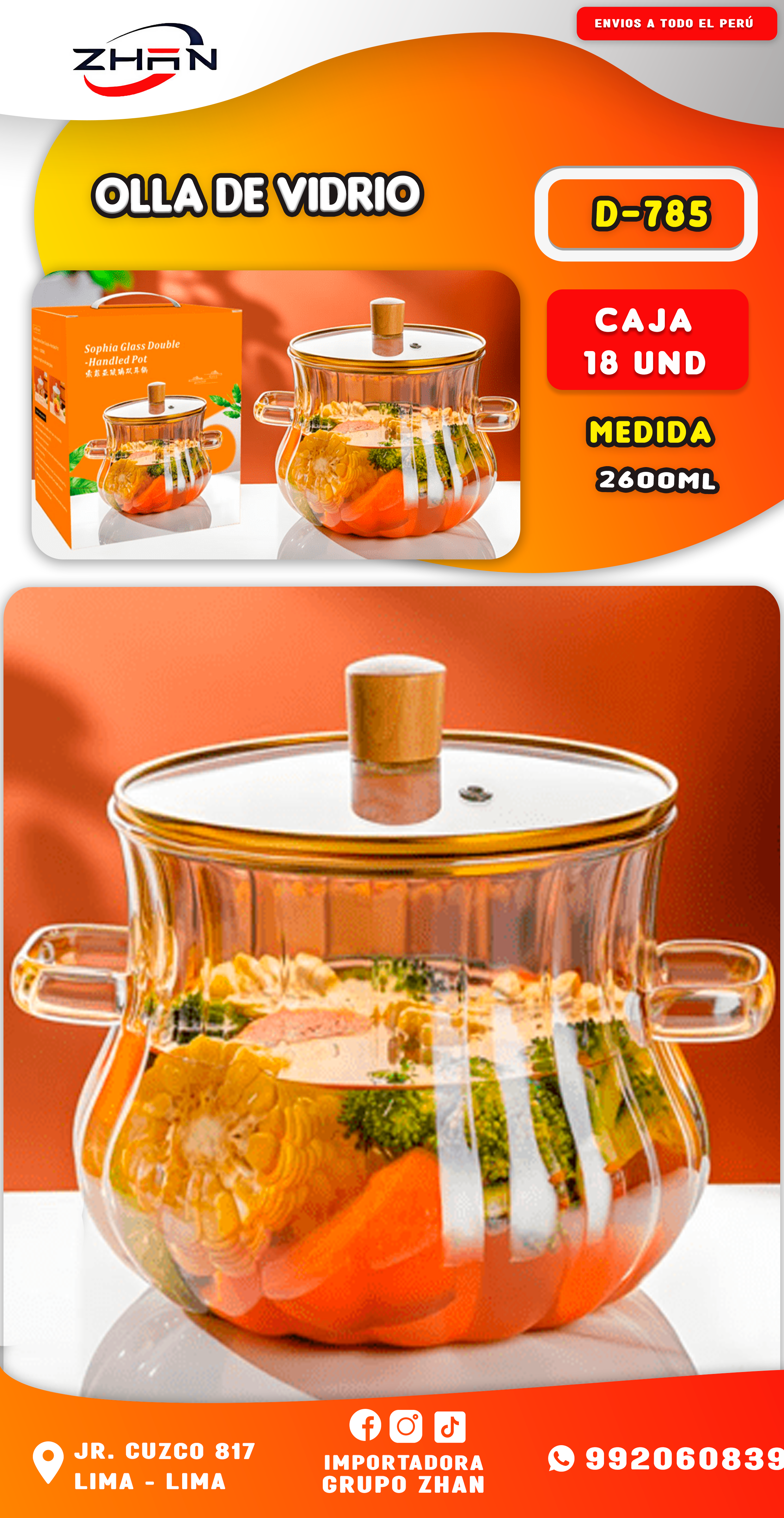 OLLA DE VIDRIO BOROSILICATO