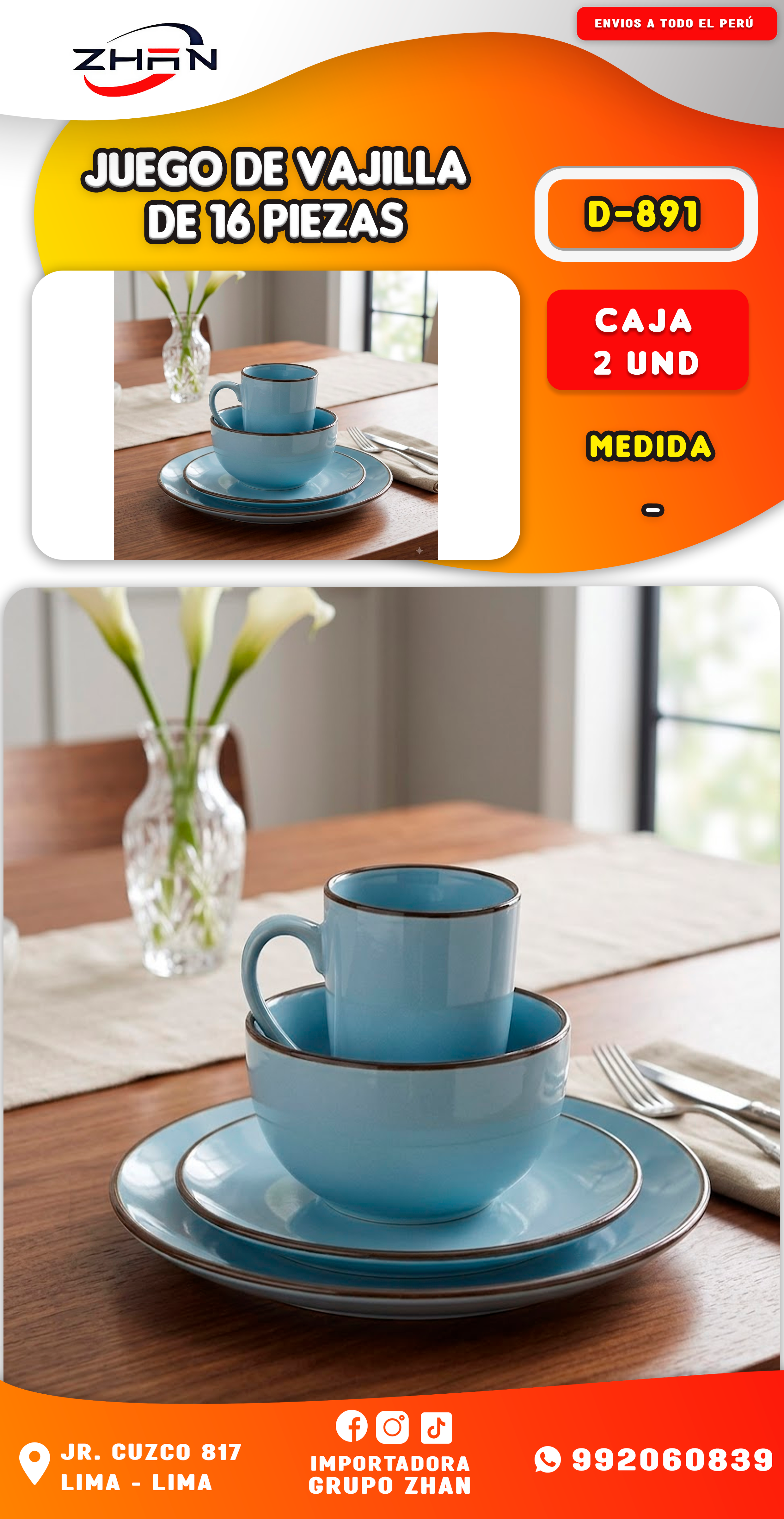 JUEGO DE VAJILLA DE 16 PIEZAS (SET PLATOS Y TAZA)