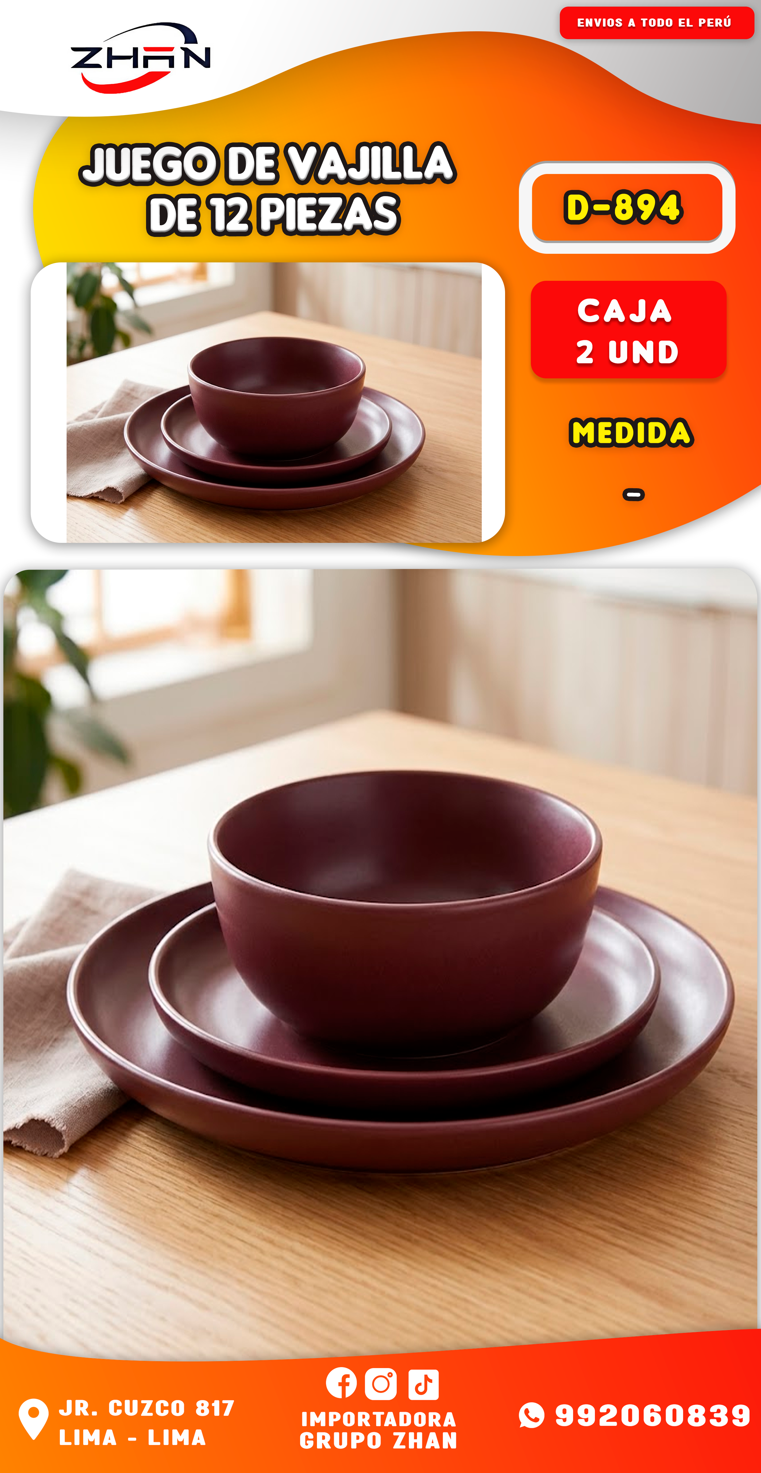 JUEGO DE VAJILLA DE 12 PIEZAS (SET PLATOS)
