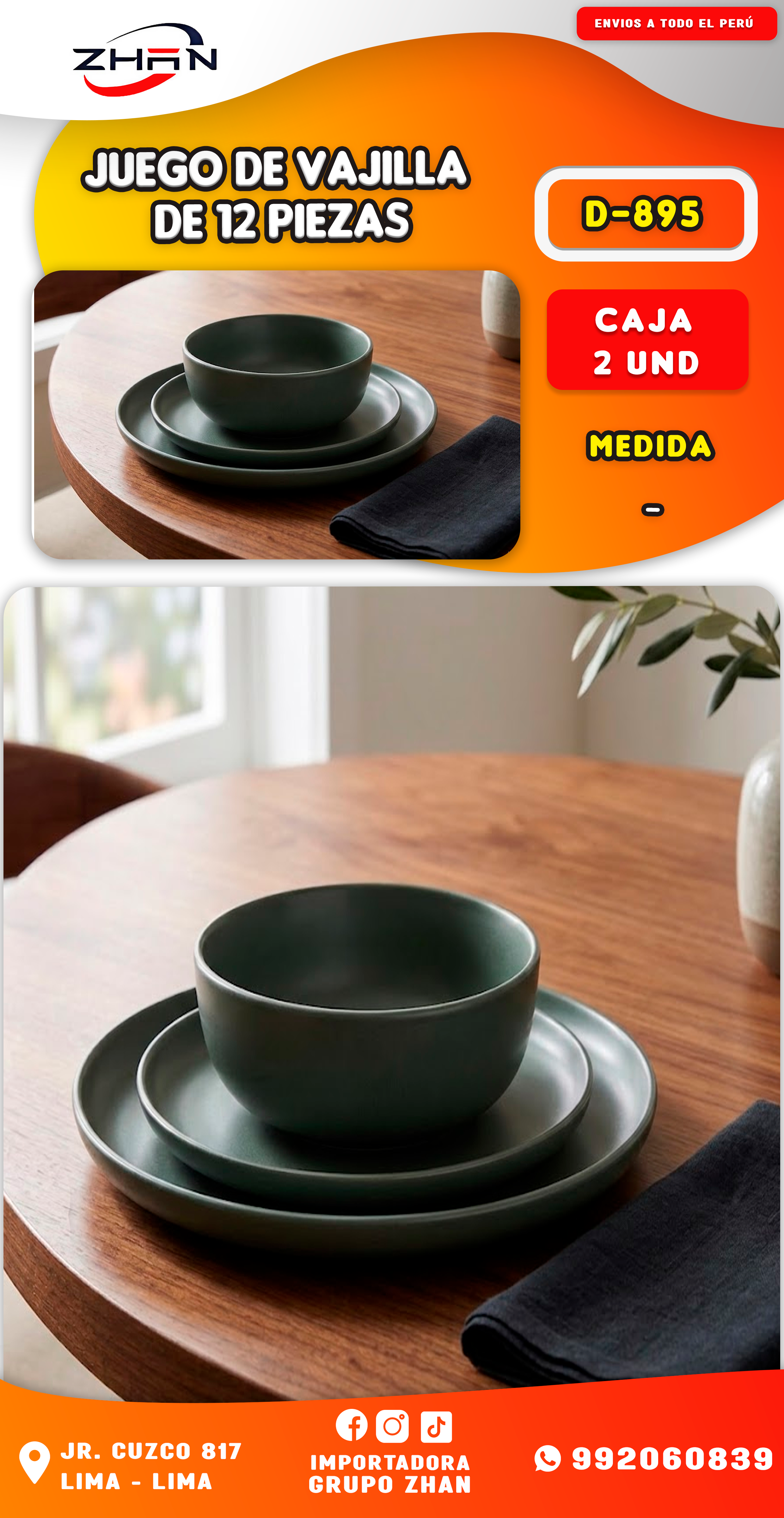 JUEGO DE VAJILLA DE 12 PIEZAS (SET PLATOS)
