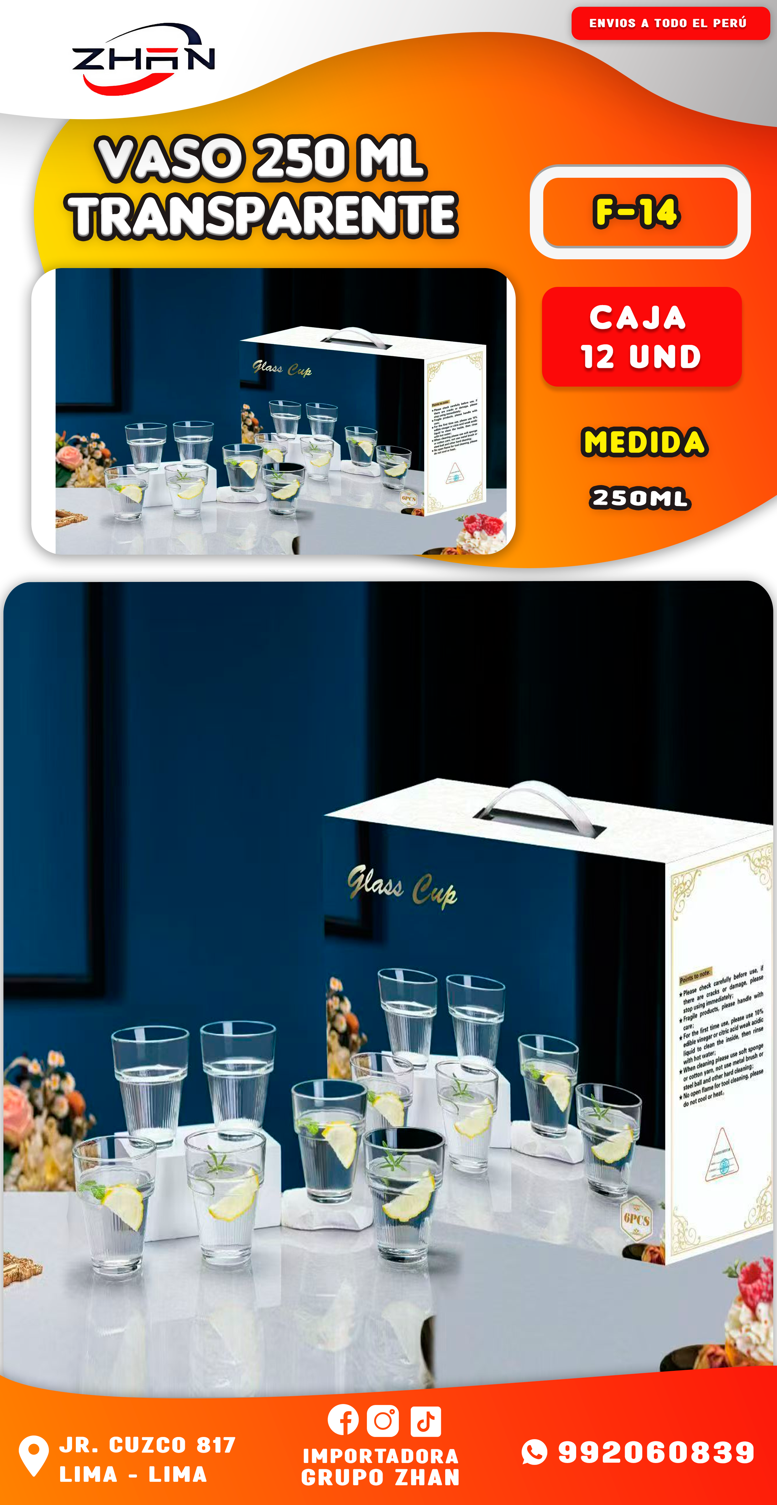 VASO 250 ML TRANSPARENTE