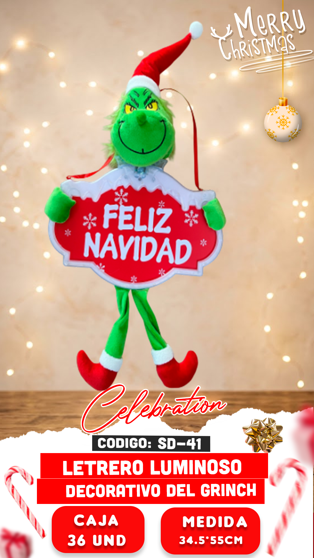 LETRERO LUMINOSO DECORATIVO DEL GRINCH
