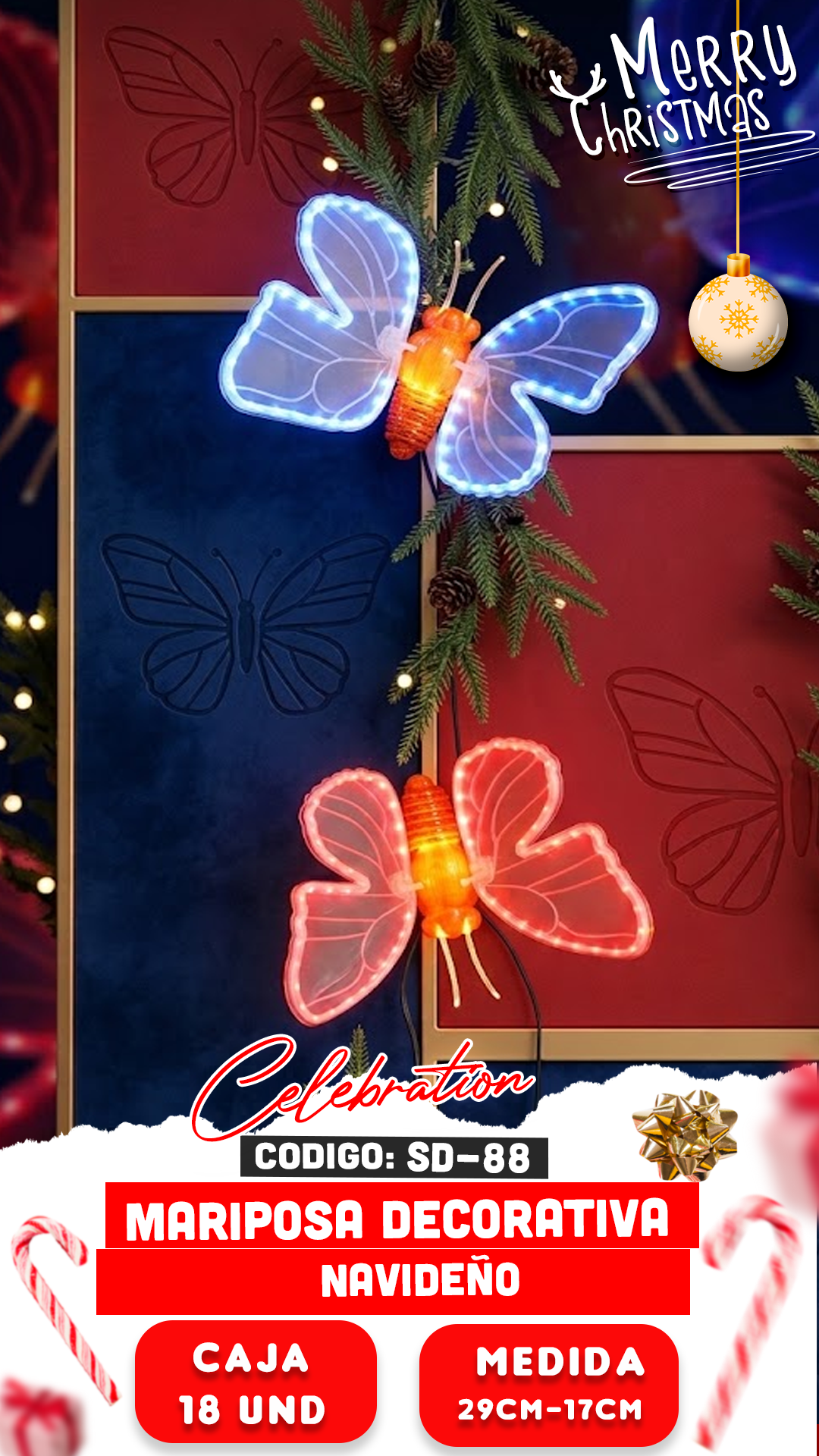 MARIPOSA DECORATIVA NAVIIDEÑO